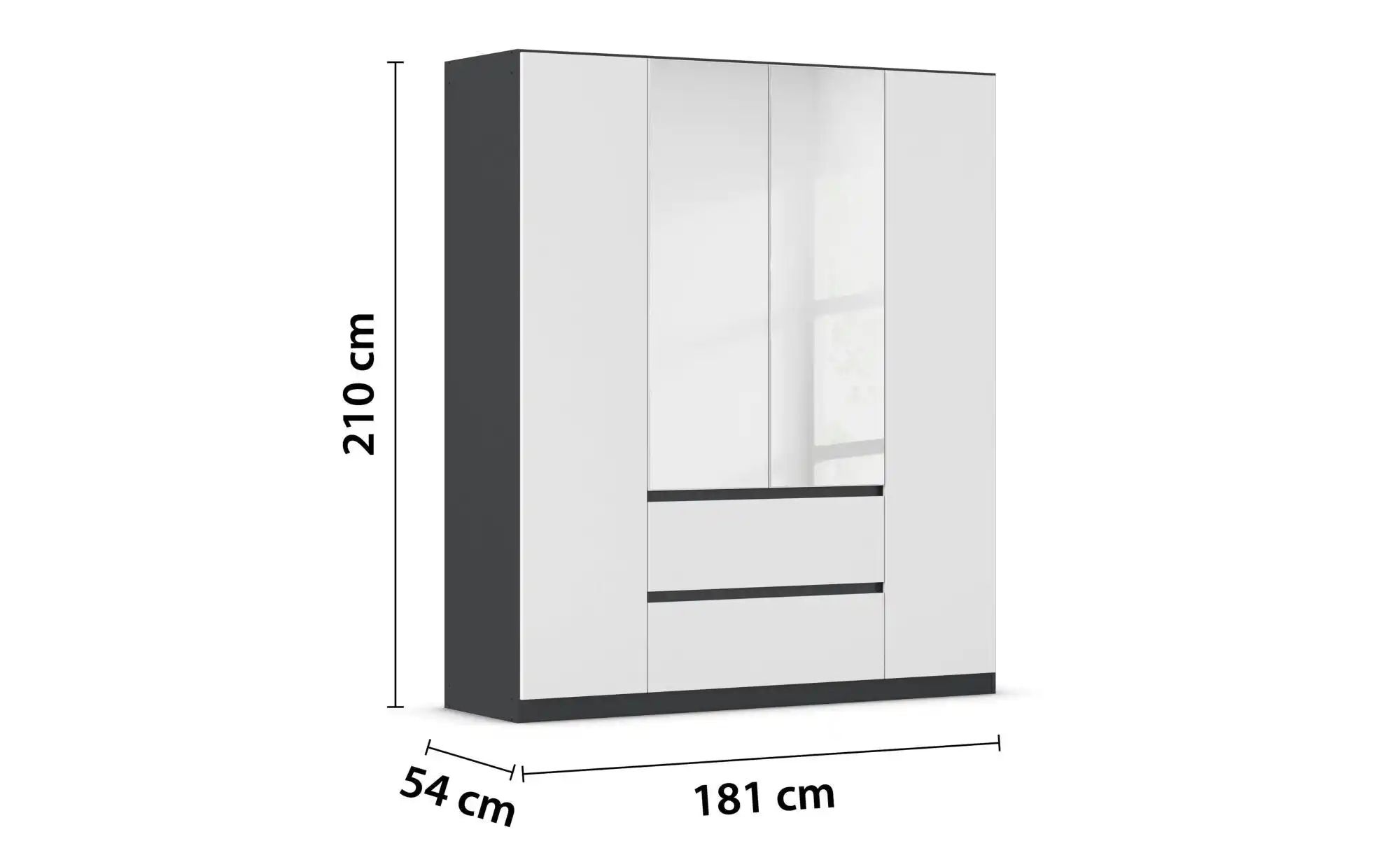 Thumbnail - Drehtürenschrank  Wigan ¦ grau ¦ Maße (cm): B: 181 H: 210 Schränke > Kleiderschränke > Drehtürenschränke - Höffner