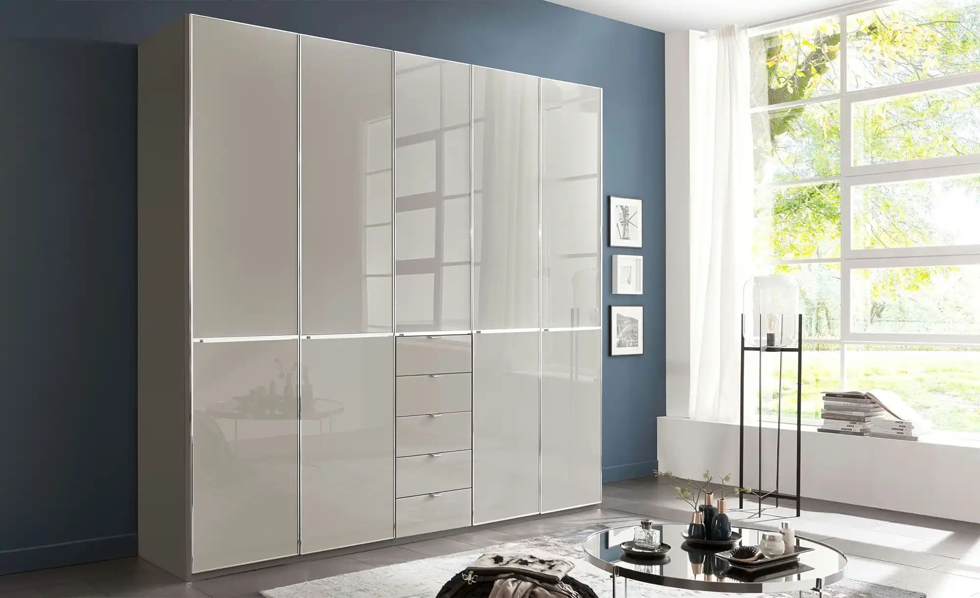 Thumbnail - Kleiderschrank 5- türig Velua 2 ¦ grau ¦ Maße (cm): B: 250 H: 236 T: 58.0 Schränke > Kleiderschränke > Drehtürenschränke...