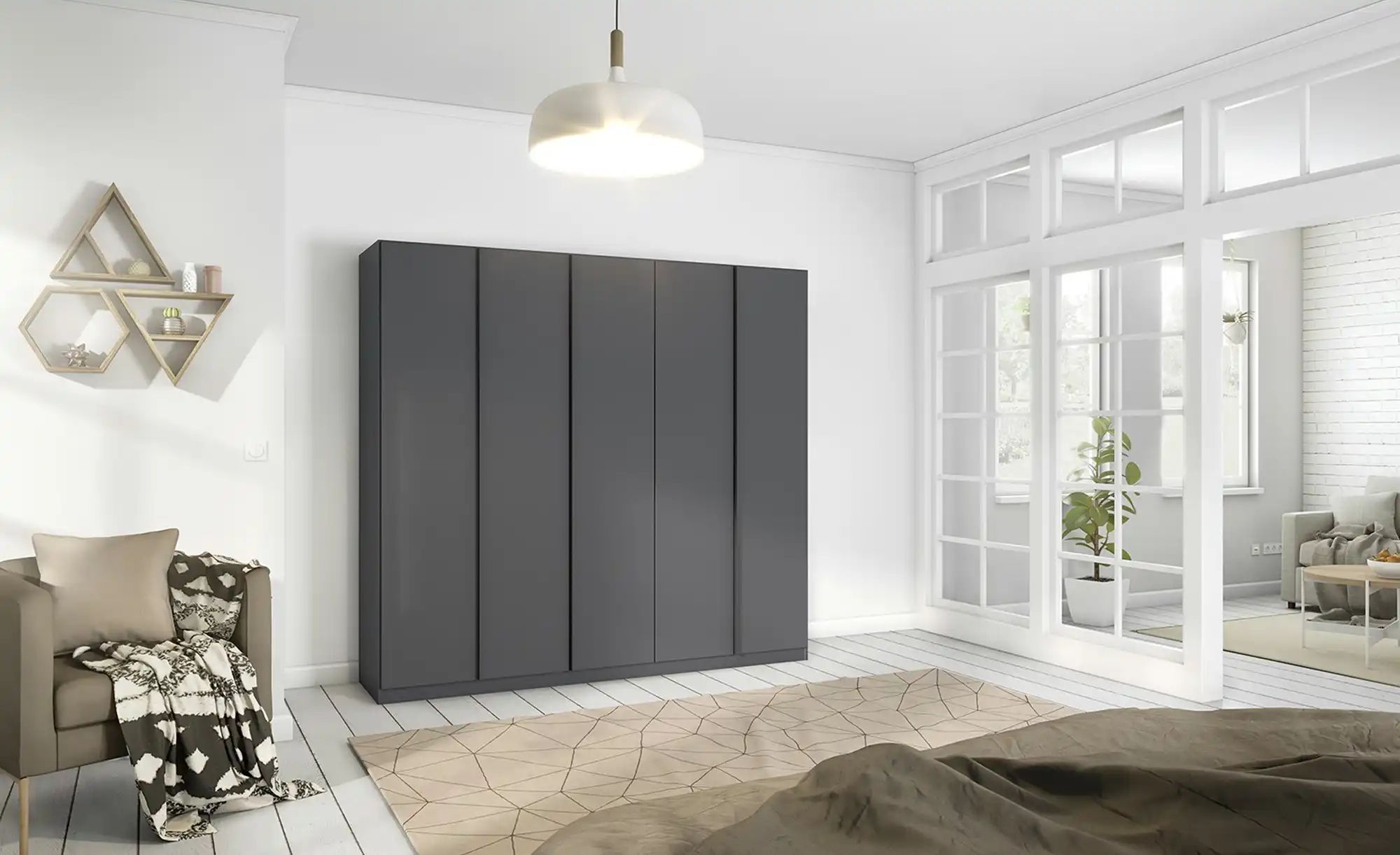 Drehtürenschrank  Stella ¦ grau ¦ Maße (cm): B: 226 H: 210 T: 54 Schränke > günstig online kaufen