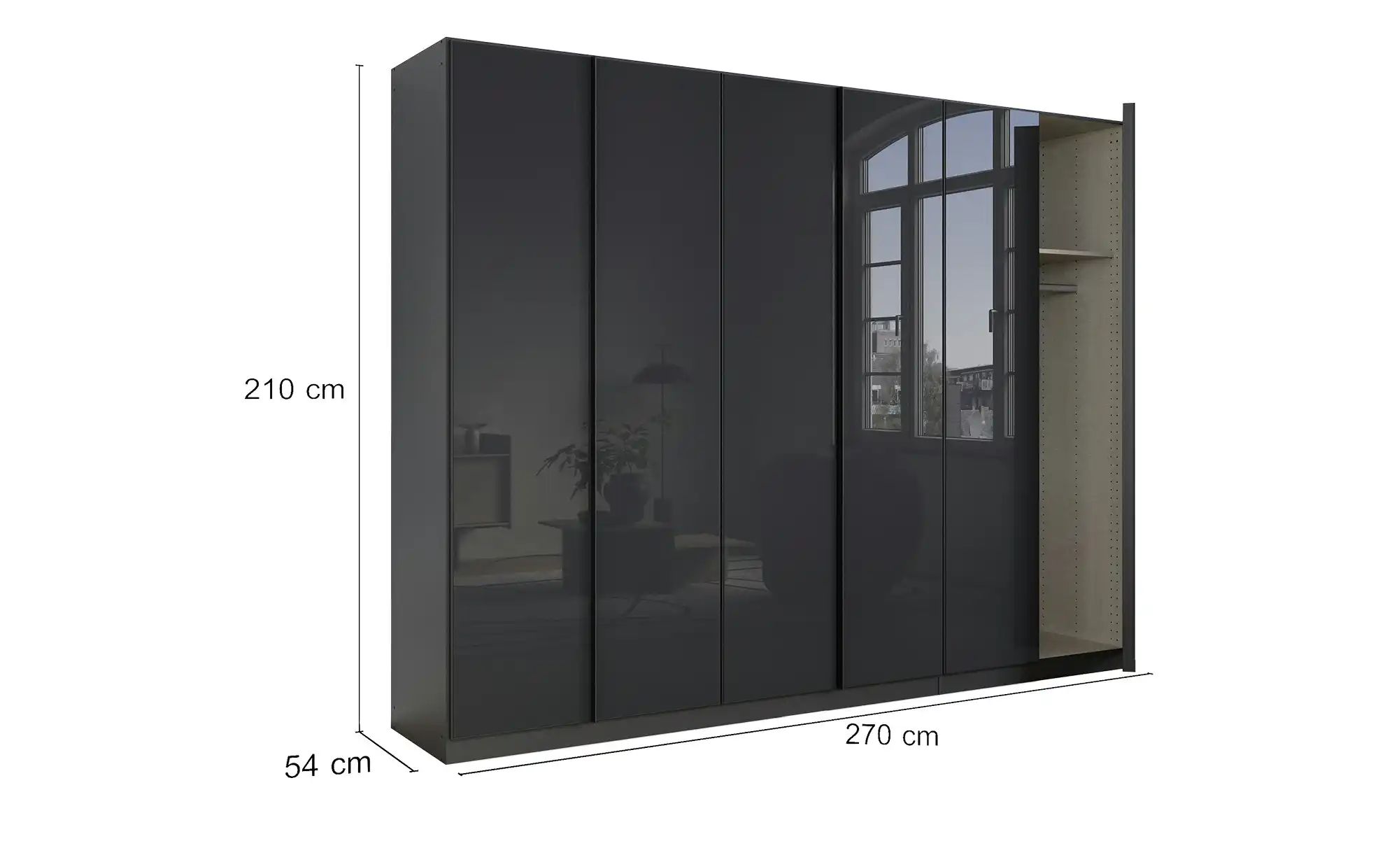 Drehtürenschrank  Stella ¦ grau ¦ Maße (cm): B: 271 H: 210 T: 54 Schränke > günstig online kaufen