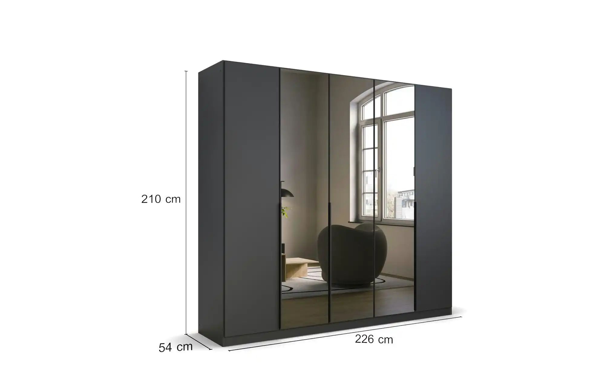 Thumbnail - Drehtürenschrank Skyla ¦ grau ¦ Maße (cm): B: 226 H: 210 Schränke > Kleiderschränke > Drehtürenschränke - Höffner