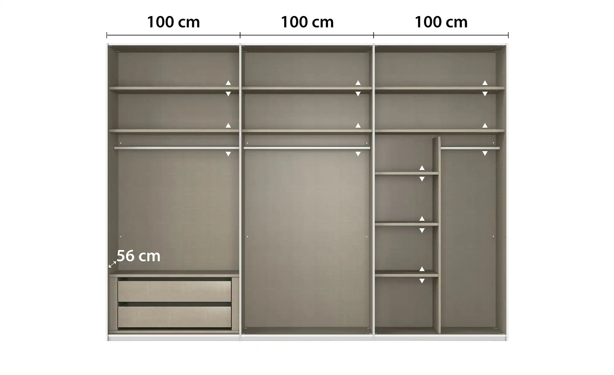 meinSchrank Schwebetürenschrank inklusive Zubehör Regina ¦ grau ¦ Maße (cm) günstig online kaufen