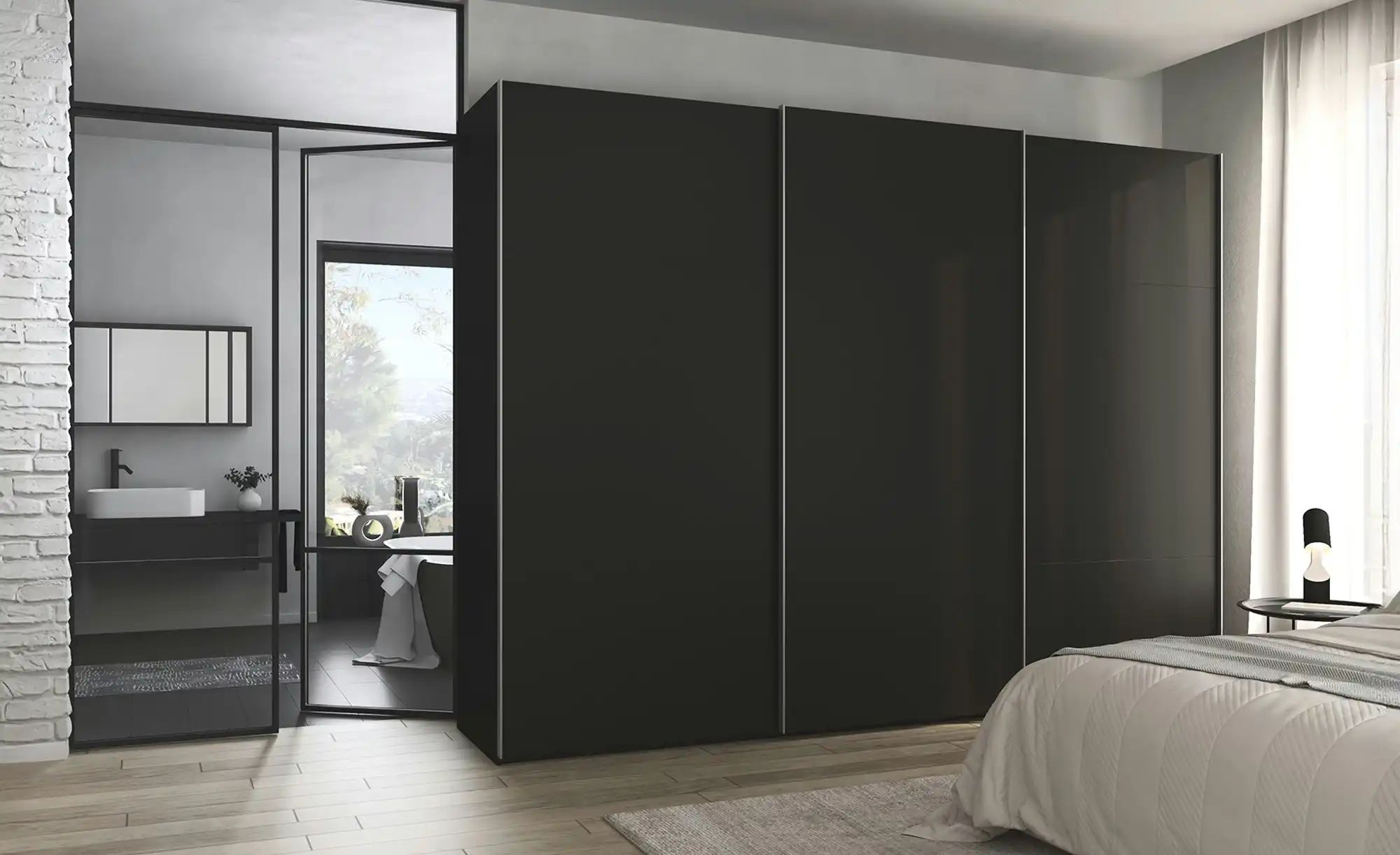 meinSchrank Schwebetürenschrank inklusive Zubehör Regina ¦ schwarz ¦ Maße ( günstig online kaufen