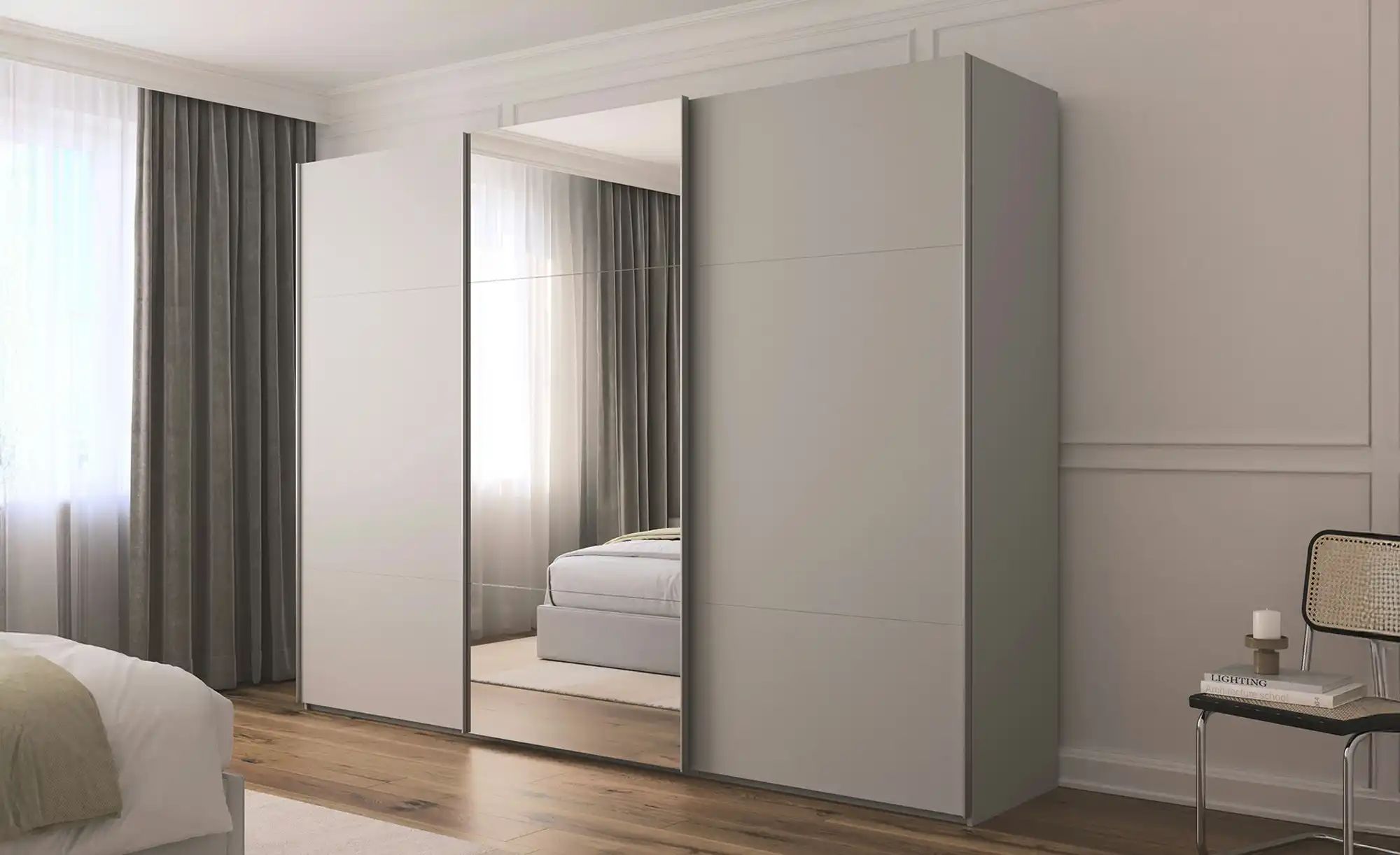 meinSchrank Schwebetürenschrank inklusive Zubehör Regina ¦ grau ¦ Maße (cm) günstig online kaufen