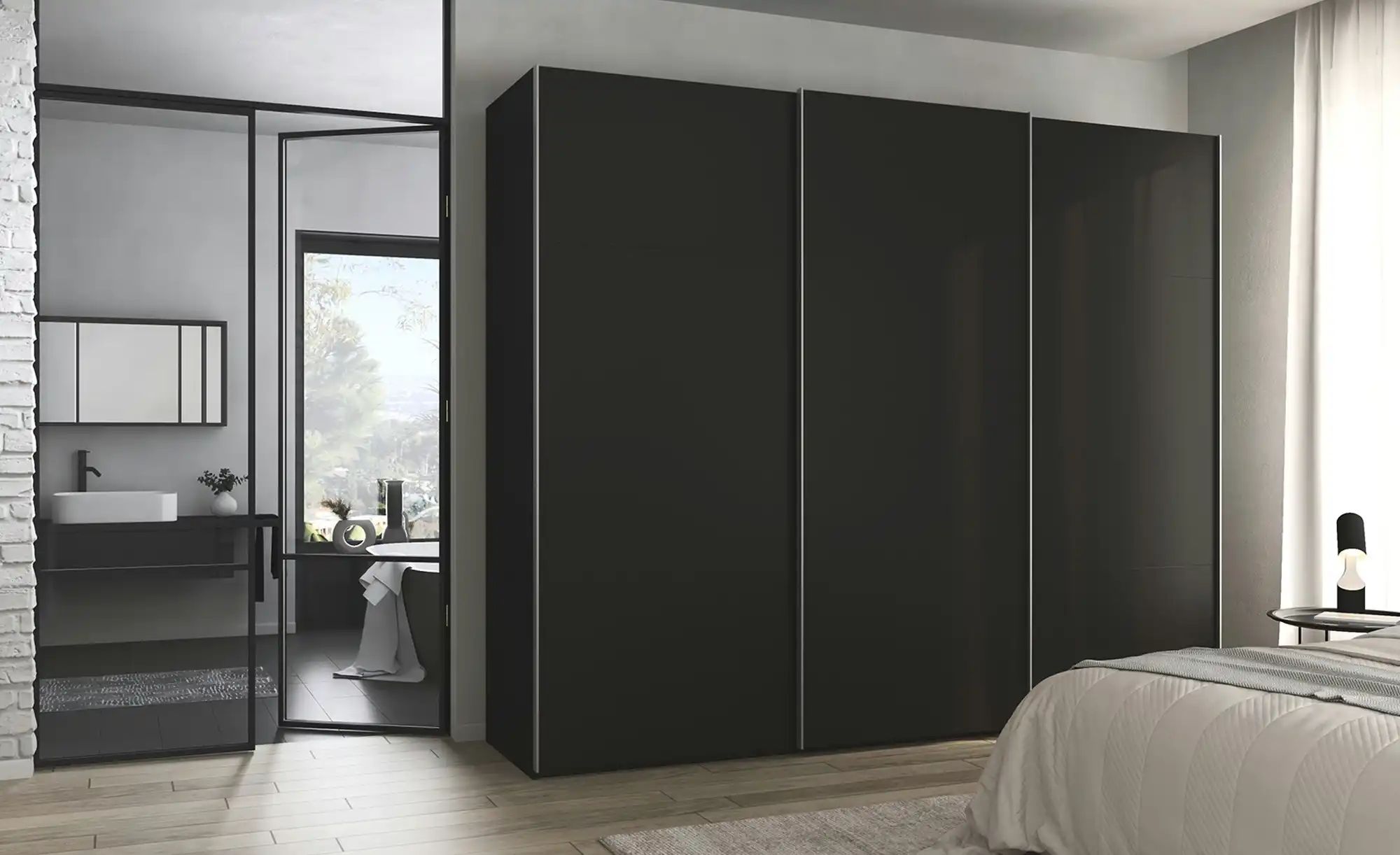 meinSchrank Schwebetürenschrank inklusive Zubehör Regina ¦ schwarz ¦ Maße ( günstig online kaufen