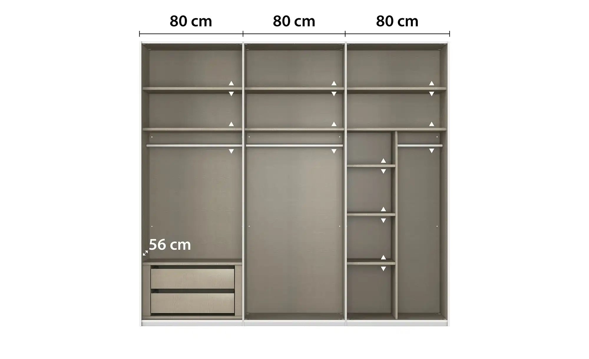 meinSchrank Schwebetürenschrank inklusive Zubehör Regina ¦ grau ¦ Maße (cm) günstig online kaufen