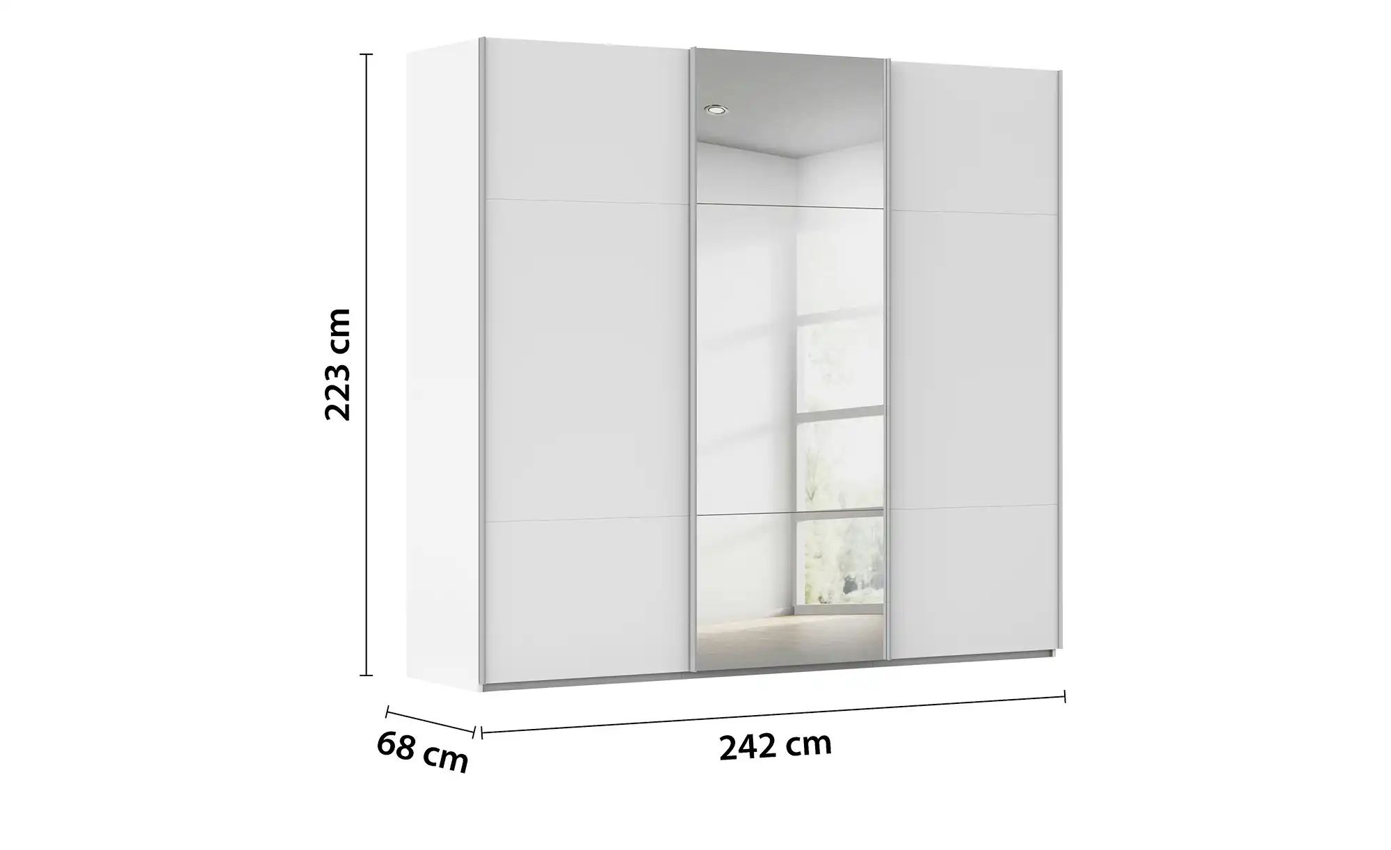 Thumbnail - meinSchrank Schwebetürenschrank inklusive Zubehör Regina ¦ weiß ¦ Maße (cm): B: 242 H: 223 T: 68.0 Schränke > Kleidersch...