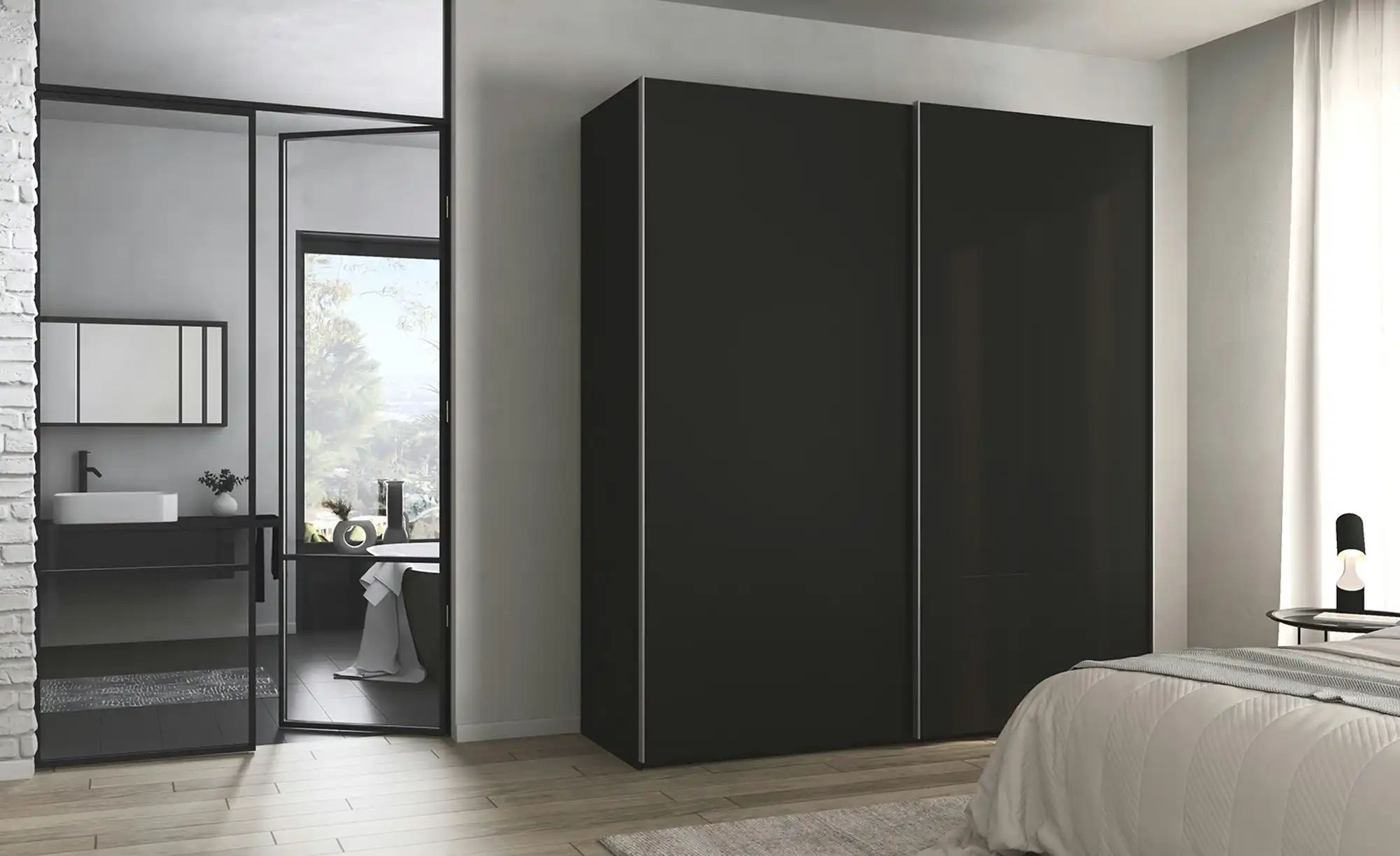 meinSchrank Schwebetürenschrank inklusive Zubehör Regina ¦ schwarz ¦ Maße ( günstig online kaufen