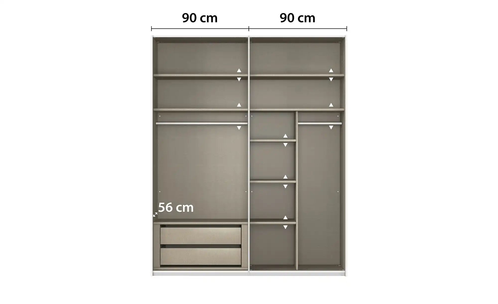 meinSchrank Schwebetürenschrank inklusive Zubehör Regina ¦ grau ¦ Maße (cm) günstig online kaufen