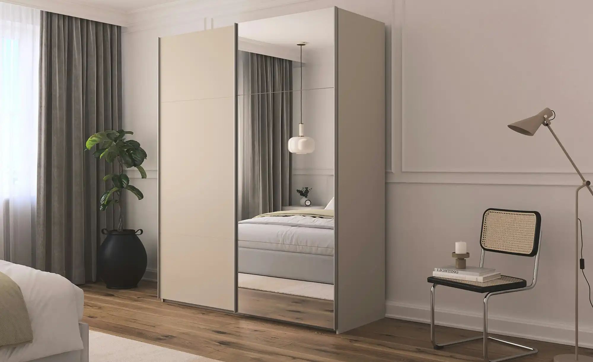meinSchrank Schwebetürenschrank inklusive Zubehör Regina ¦ beige ¦ Maße (cm günstig online kaufen
