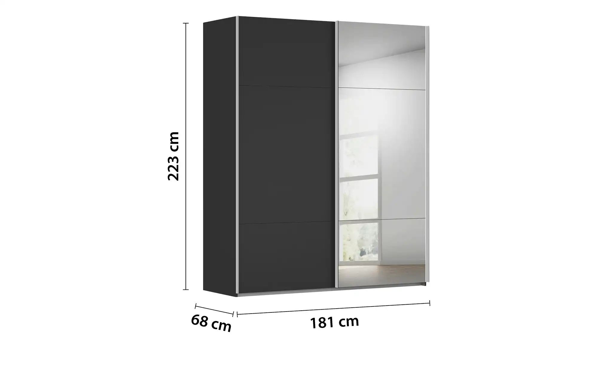 meinSchrank Schwebetürenschrank inklusive Zubehör Regina ¦ schwarz ¦ Maße ( günstig online kaufen