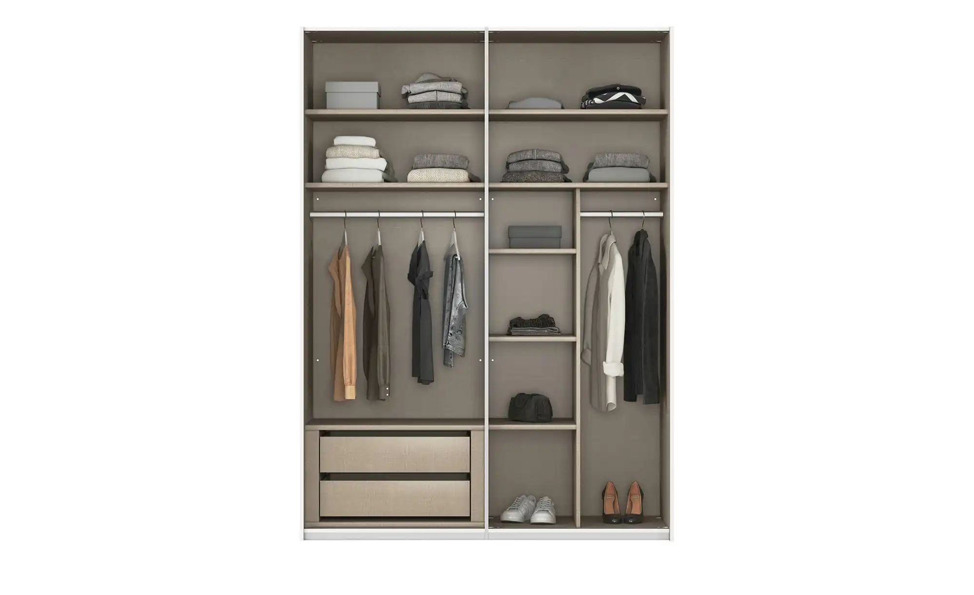 meinSchrank Schwebetürenschrank inklusive Zubehör Regina ¦ grau ¦ Maße (cm) günstig online kaufen