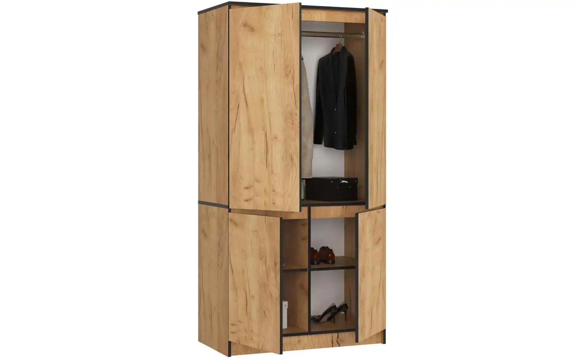 Thumbnail - Drehtürenschrank 90 cm breit Valentina ¦ holzfarben ¦ Maße (cm): B: 90 H: 180 Schränke > Kleiderschränke > Drehtürenschr...