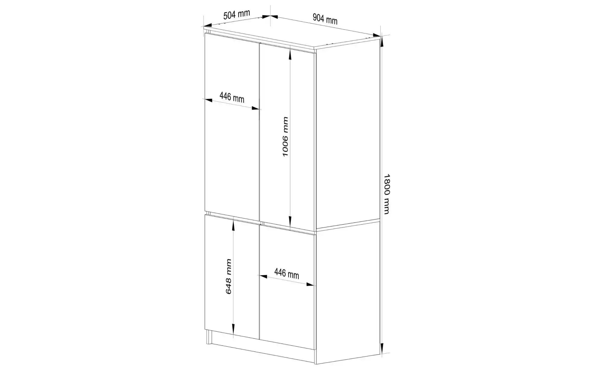 Drehtürenschrank 90 cm breit Valentina ¦ mehrfarbig ¦ Maße (cm): B: 90 H: 1 günstig online kaufen