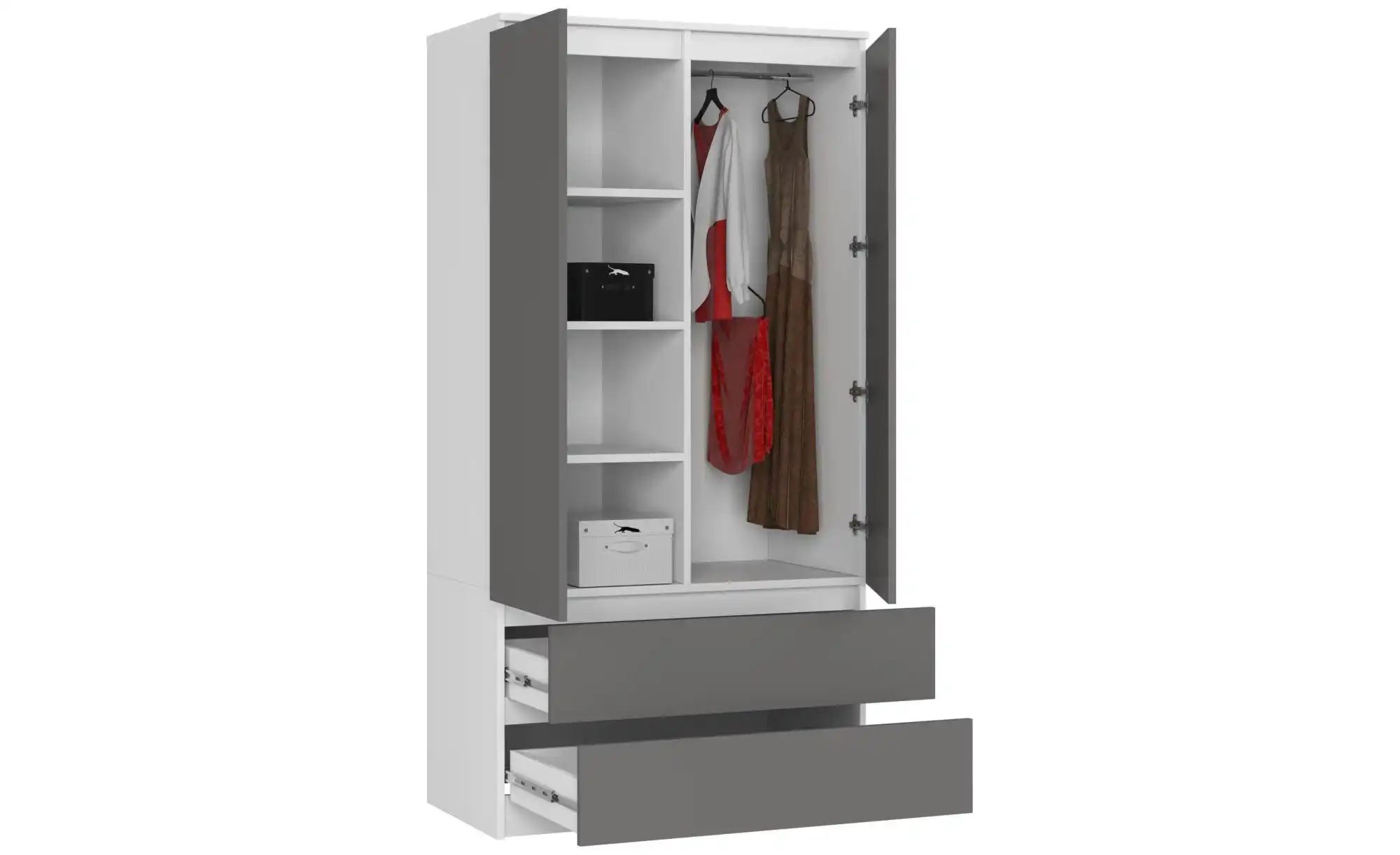 Thumbnail - Drehtürenschrank mit 2 Schubladen Oda ¦ mehrfarbig ¦ Maße (cm): B: 90 H: 180 Schränke > Kleiderschränke > Drehtürenschrä...