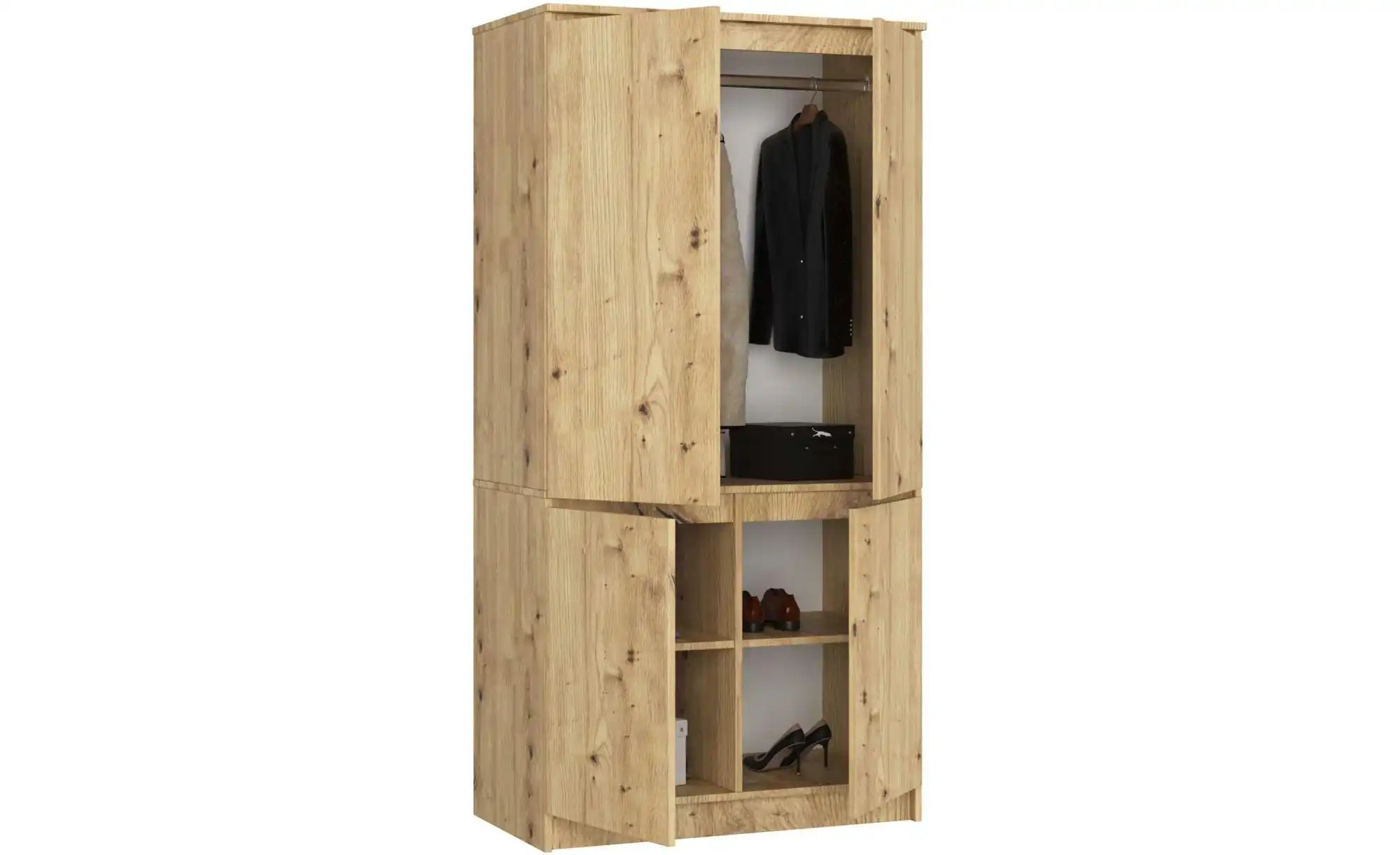 Thumbnail - Drehtürenschrank 90 cm breit Valentina ¦ holzfarben ¦ Maße (cm): B: 90 H: 180 Schränke > Kleiderschränke > Drehtürenschr...