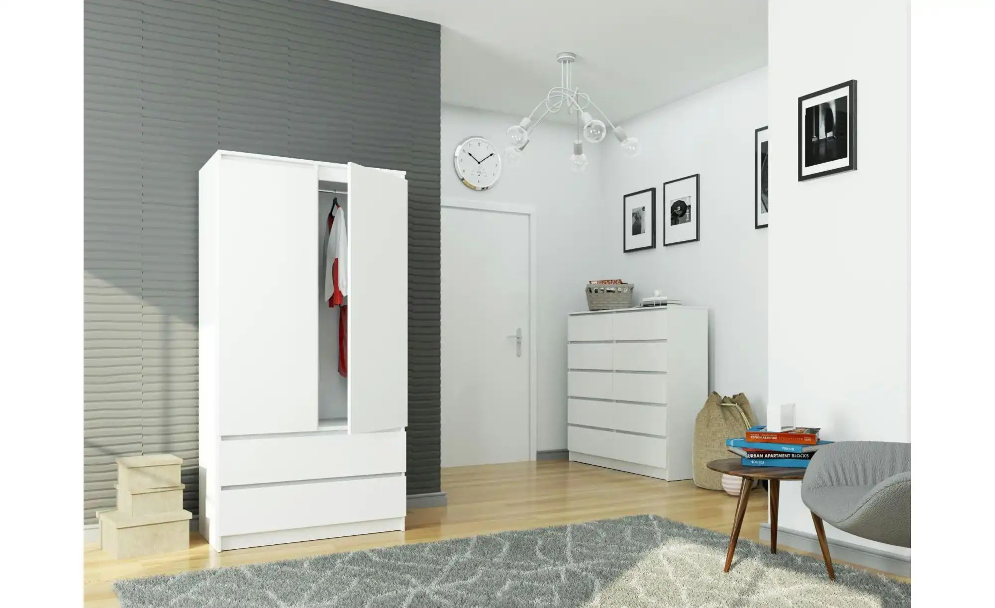 Drehtürenschrank mit 2 Schubladen Oda ¦ weiß ¦ Maße (cm): B: 90 H: 180 Schr günstig online kaufen