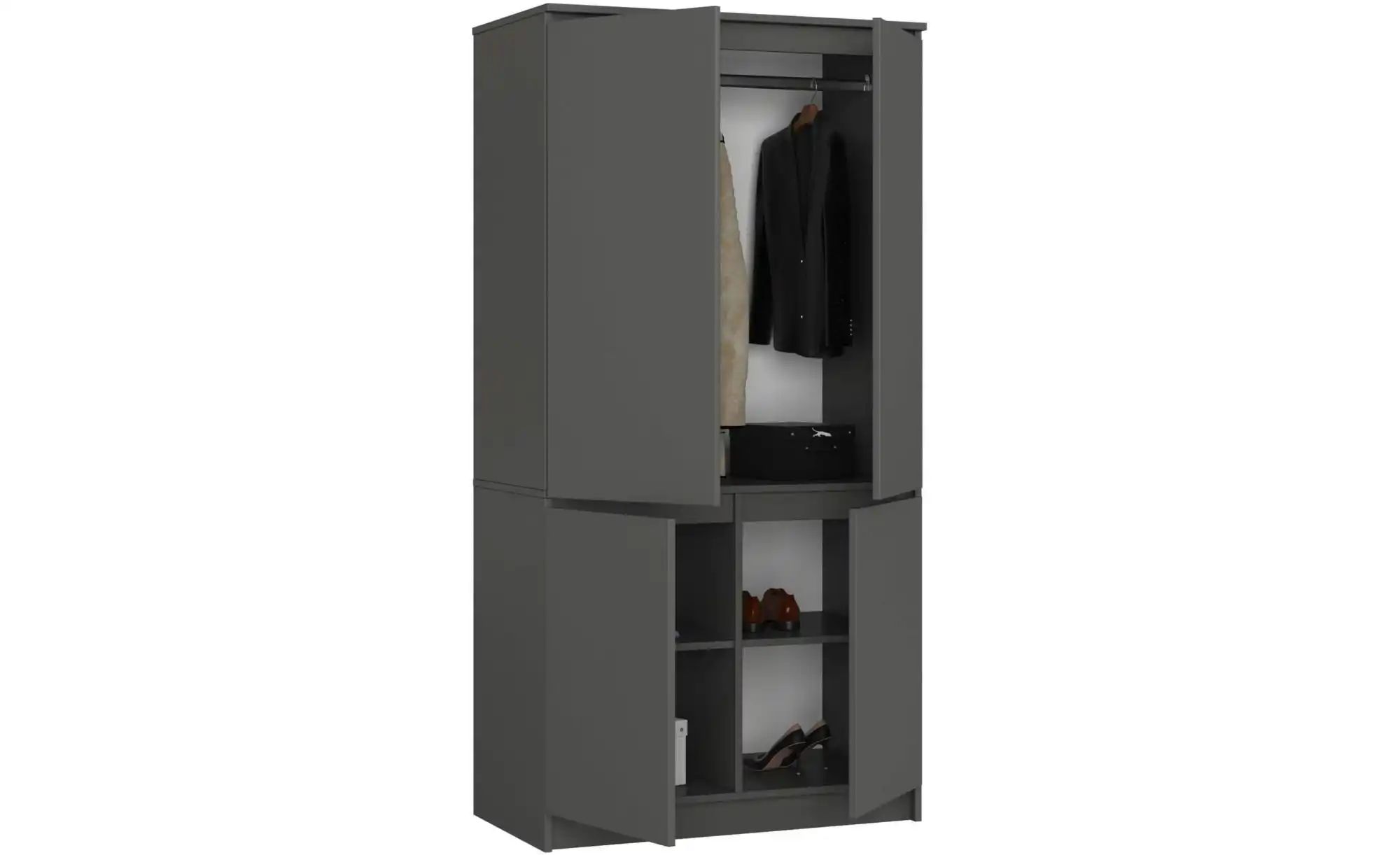 Drehtürenschrank 90 cm breit Valentina ¦ grau ¦ Maße (cm): B: 90 H: 180 Sch günstig online kaufen