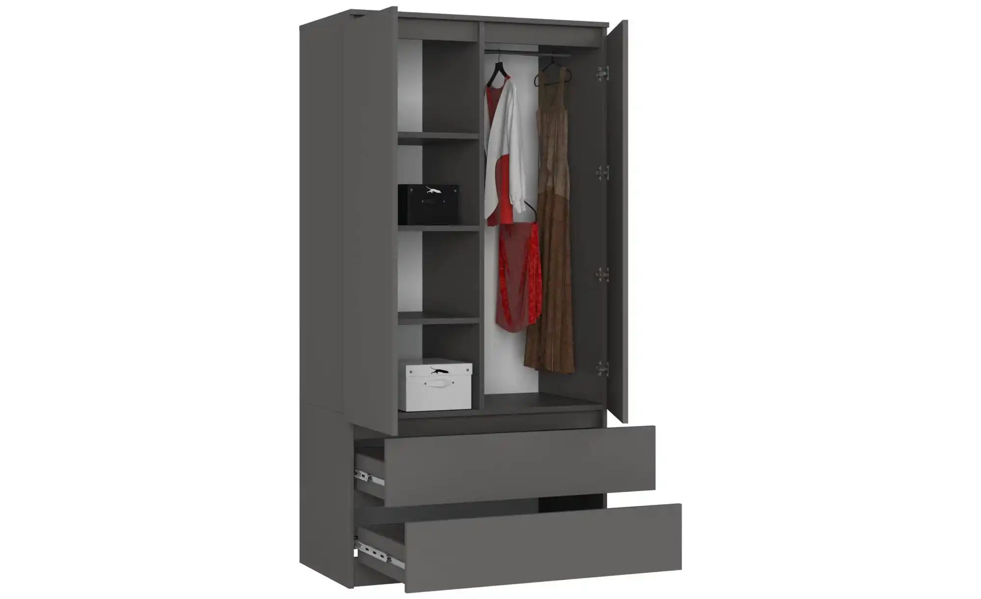 Drehtürenschrank mit 2 Schubladen Oda ¦ grau ¦ Maße (cm): B: 90 H: 180 Schr günstig online kaufen