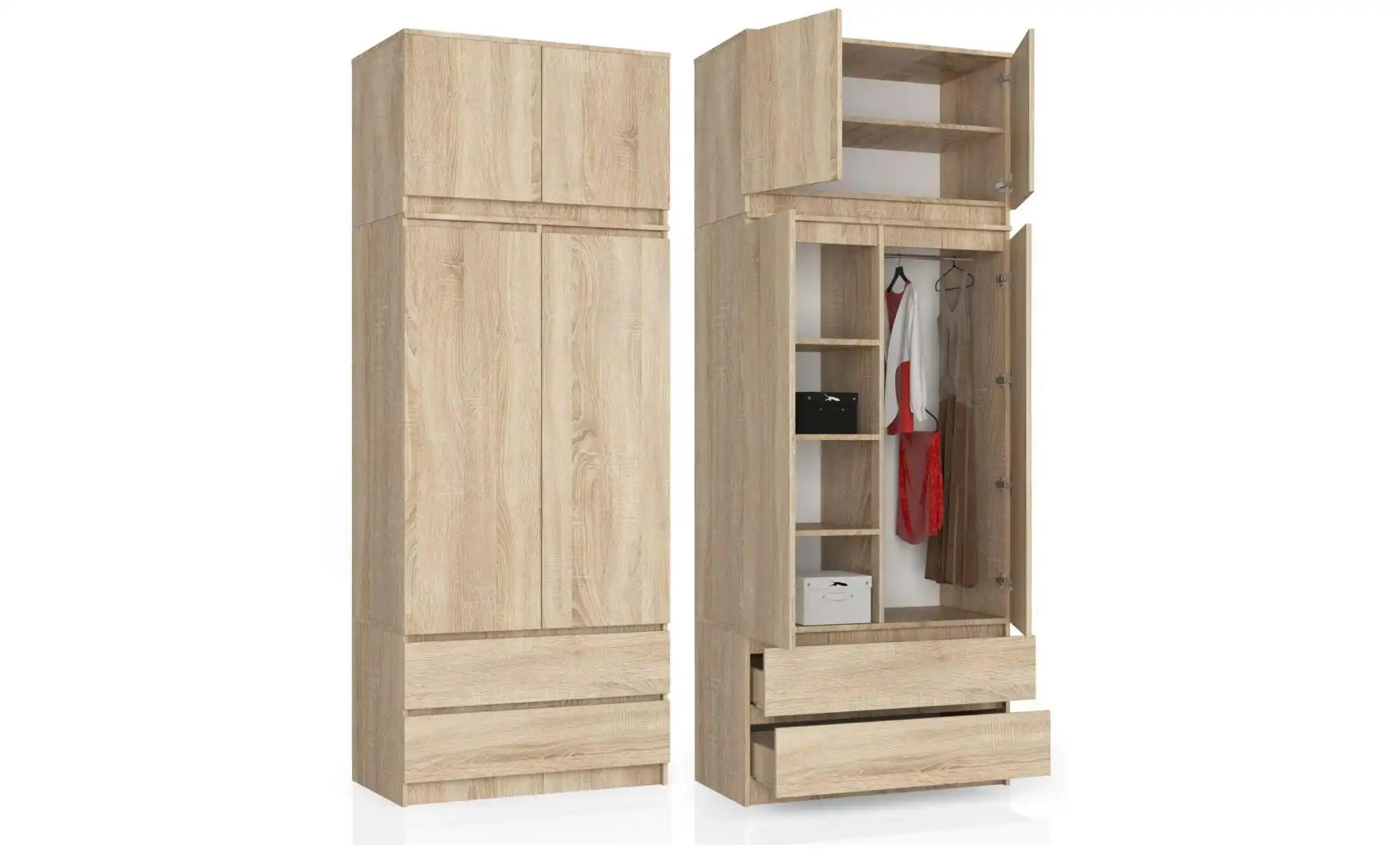 Drehtürenschrank 234 cm hoch Oda ¦ holzfarben ¦ Maße (cm): B: 90 H: 234 Sch günstig online kaufen
