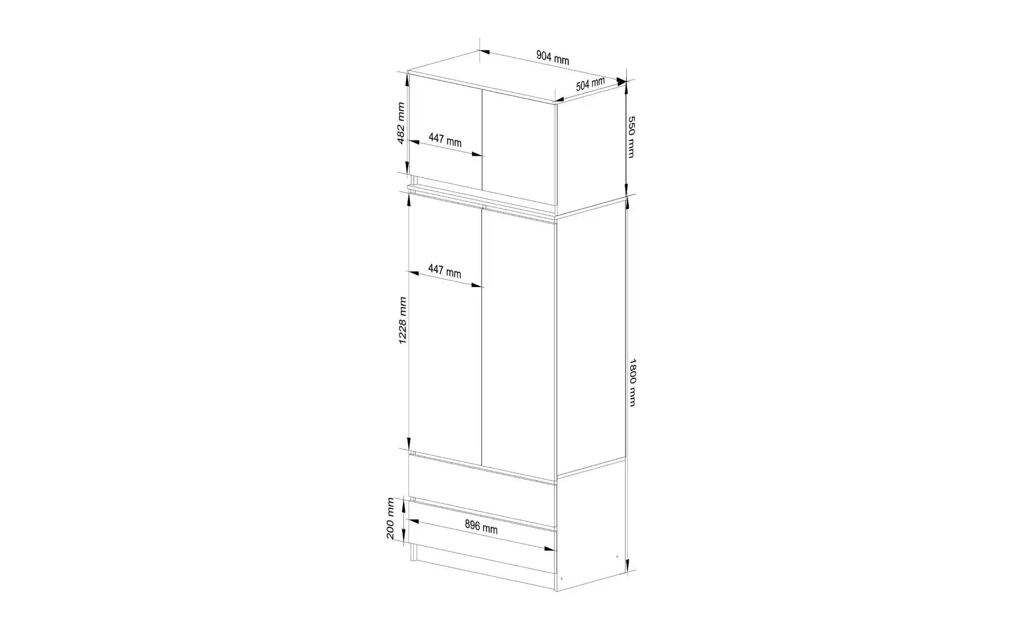 Thumbnail - Drehtürenschrank 234 cm hoch Oda ¦ holzfarben ¦ Maße (cm): B: 90 H: 234 Schränke > Kleiderschränke > Drehtürenschränke -...