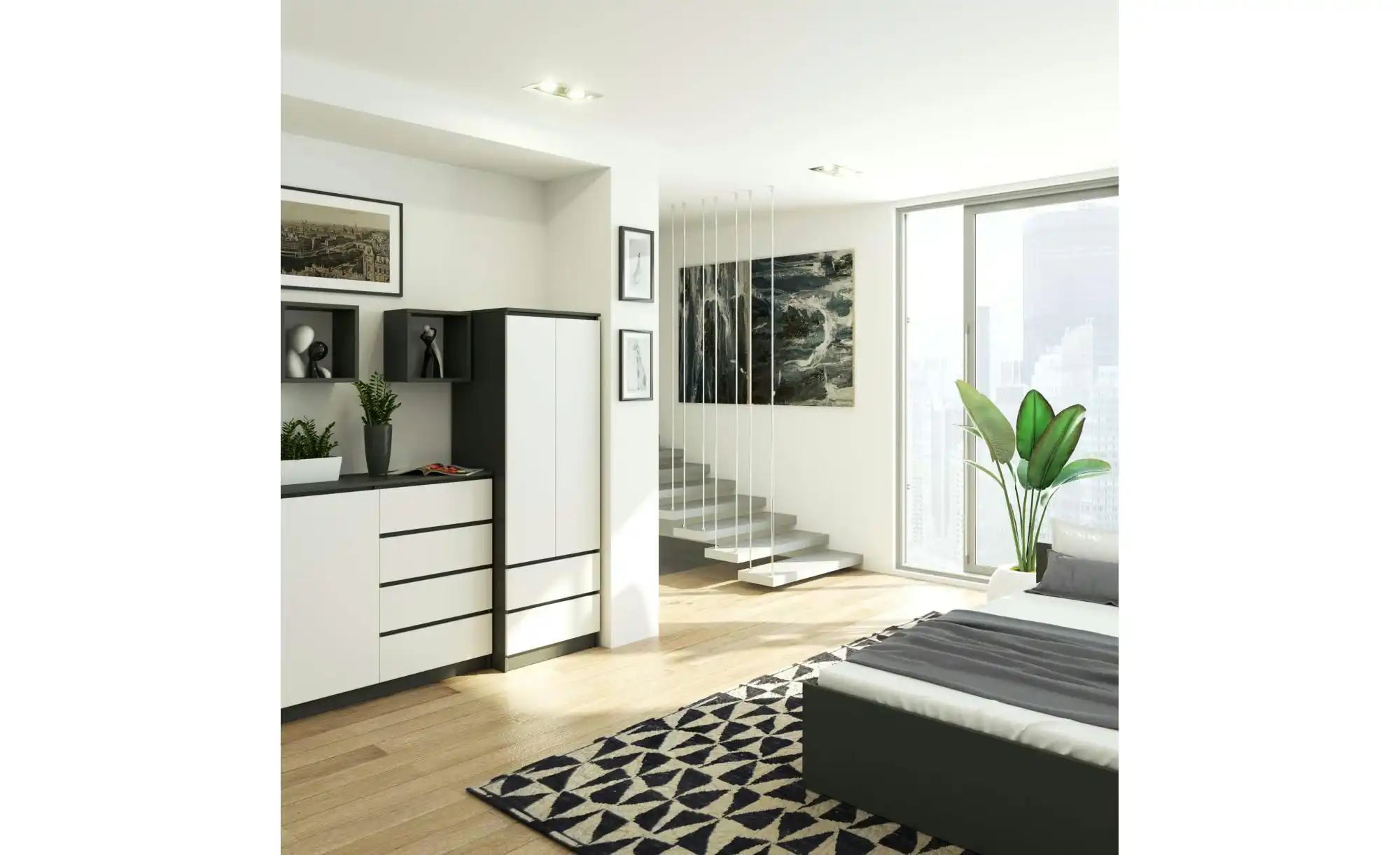 Thumbnail - Drehtürenschrank mit 2 Schubladen Sina ¦ mehrfarbig ¦ Maße (cm): B: 60 H: 180 Schränke > Kleiderschränke > Drehtürenschr...