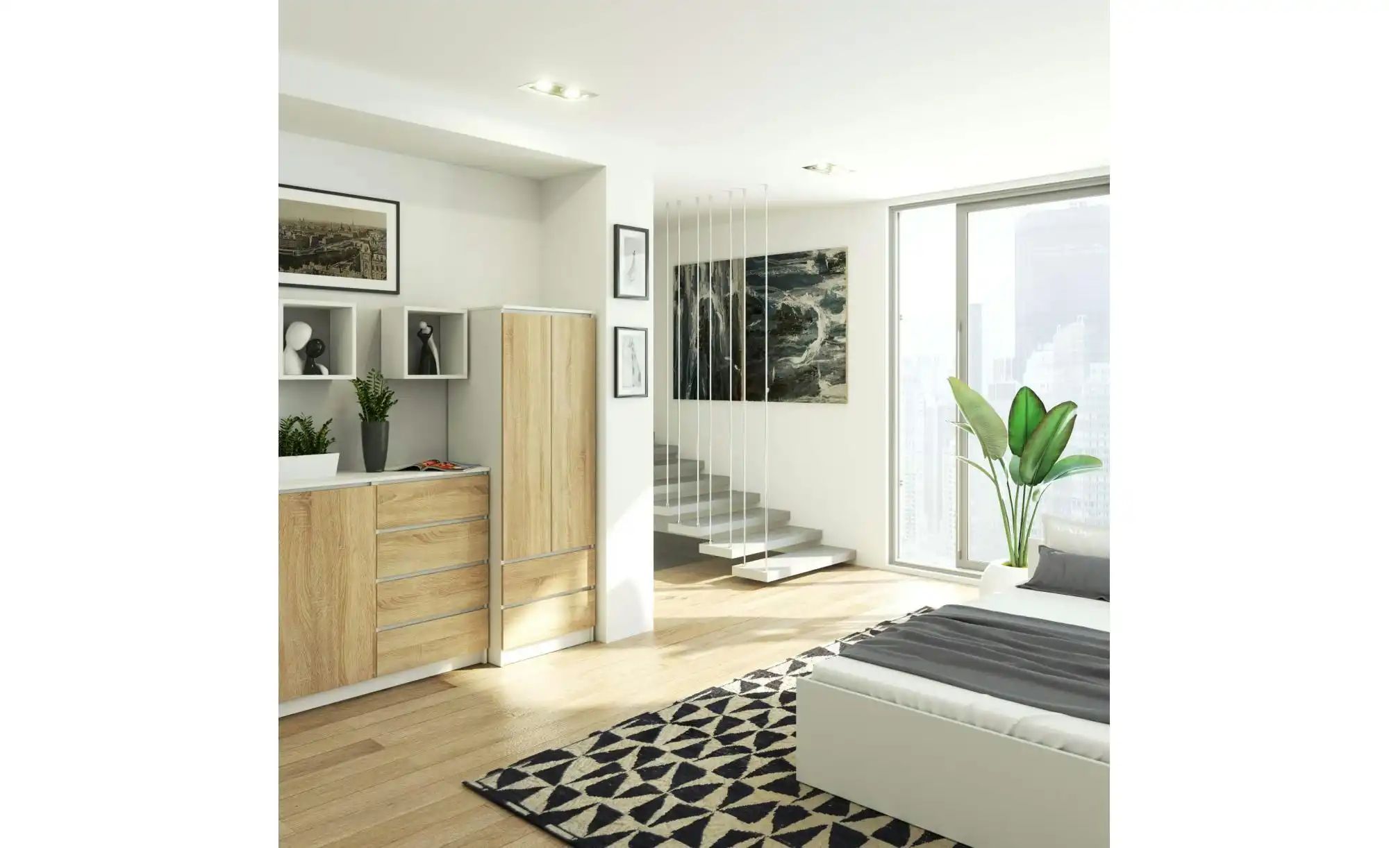 Thumbnail - Drehtürenschrank mit 2 Schubladen Sina ¦ mehrfarbig ¦ Maße (cm): B: 60 H: 180 Schränke > Kleiderschränke > Drehtürenschr...