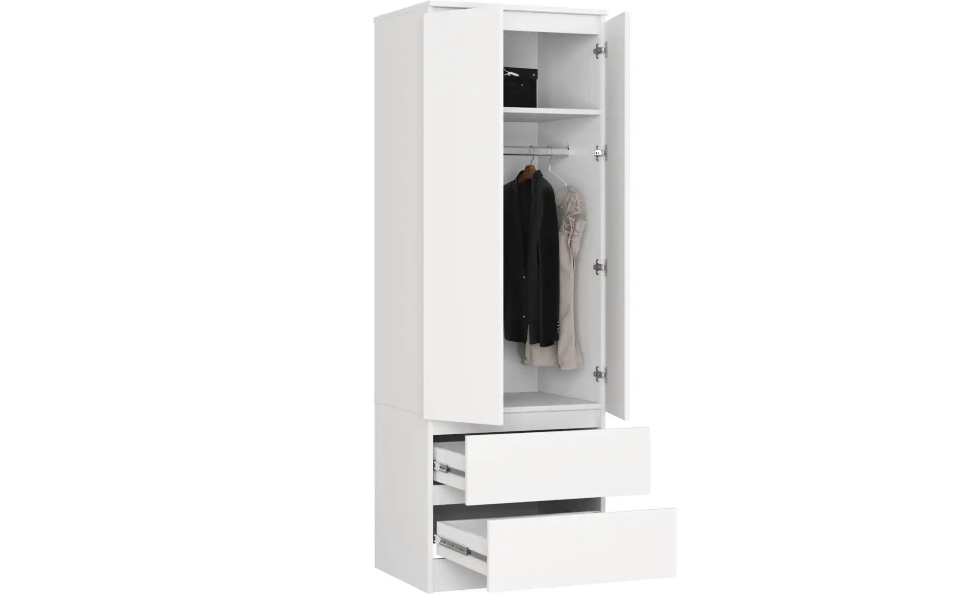 Thumbnail - Drehtürenschrank mit 2 Schubladen Sina ¦ weiß ¦ Maße (cm): B: 60 H: 180 Schränke > Kleiderschränke > Drehtürenschränke -...