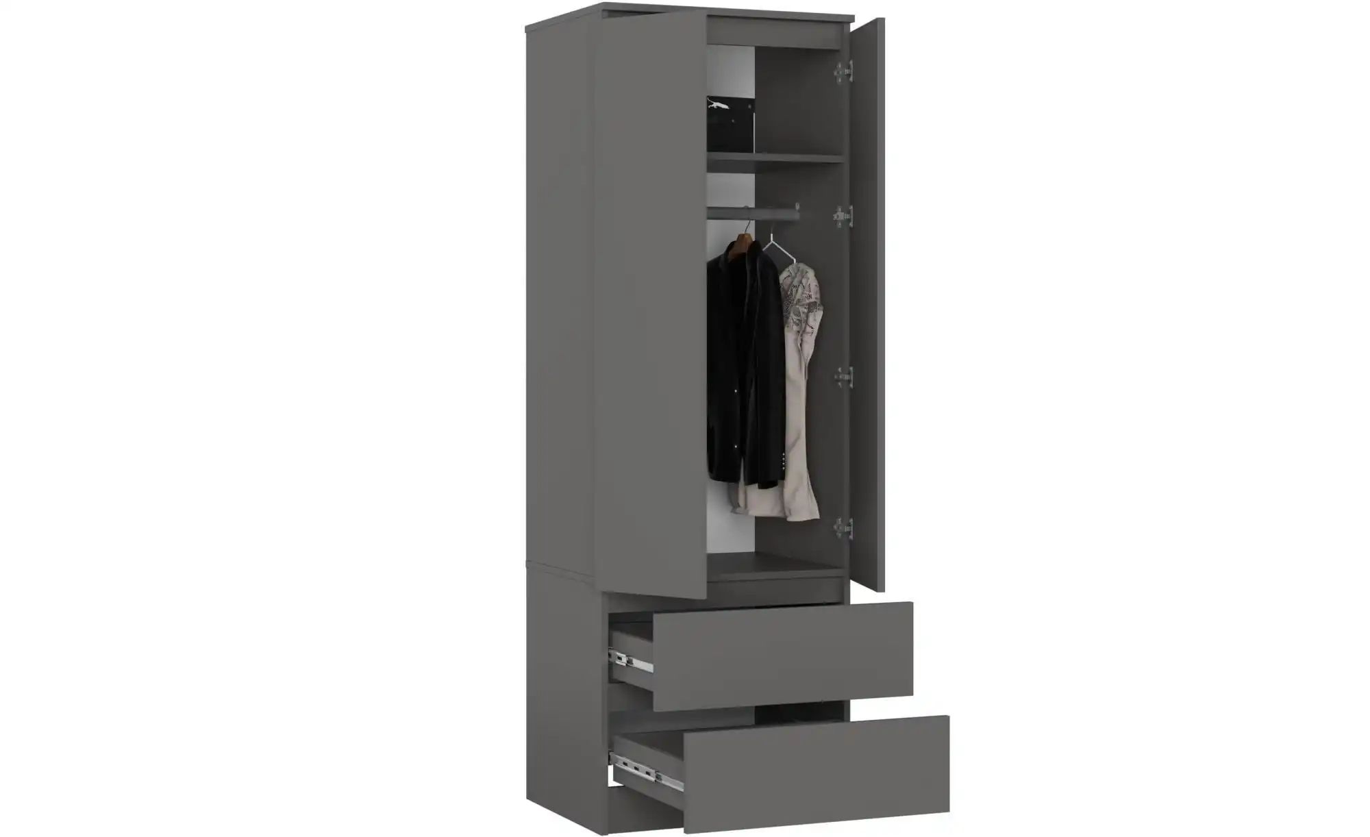 Thumbnail - Drehtürenschrank mit 2 Schubladen Sina ¦ grau ¦ Maße (cm): B: 60 H: 180 Schränke > Kleiderschränke > Drehtürenschränke -...