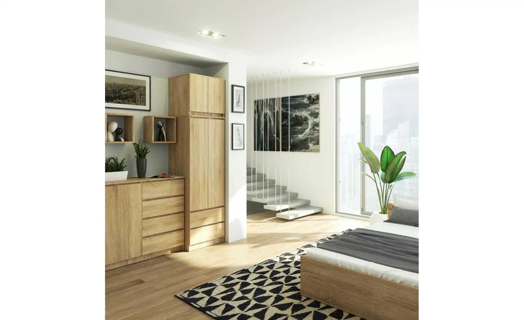 Thumbnail - Drehtürenschrank mit viel Stauraum Sara ¦ holzfarben ¦ Maße (cm): B: 60 H: 234 Schränke > Kleiderschränke > Drehtürensch...