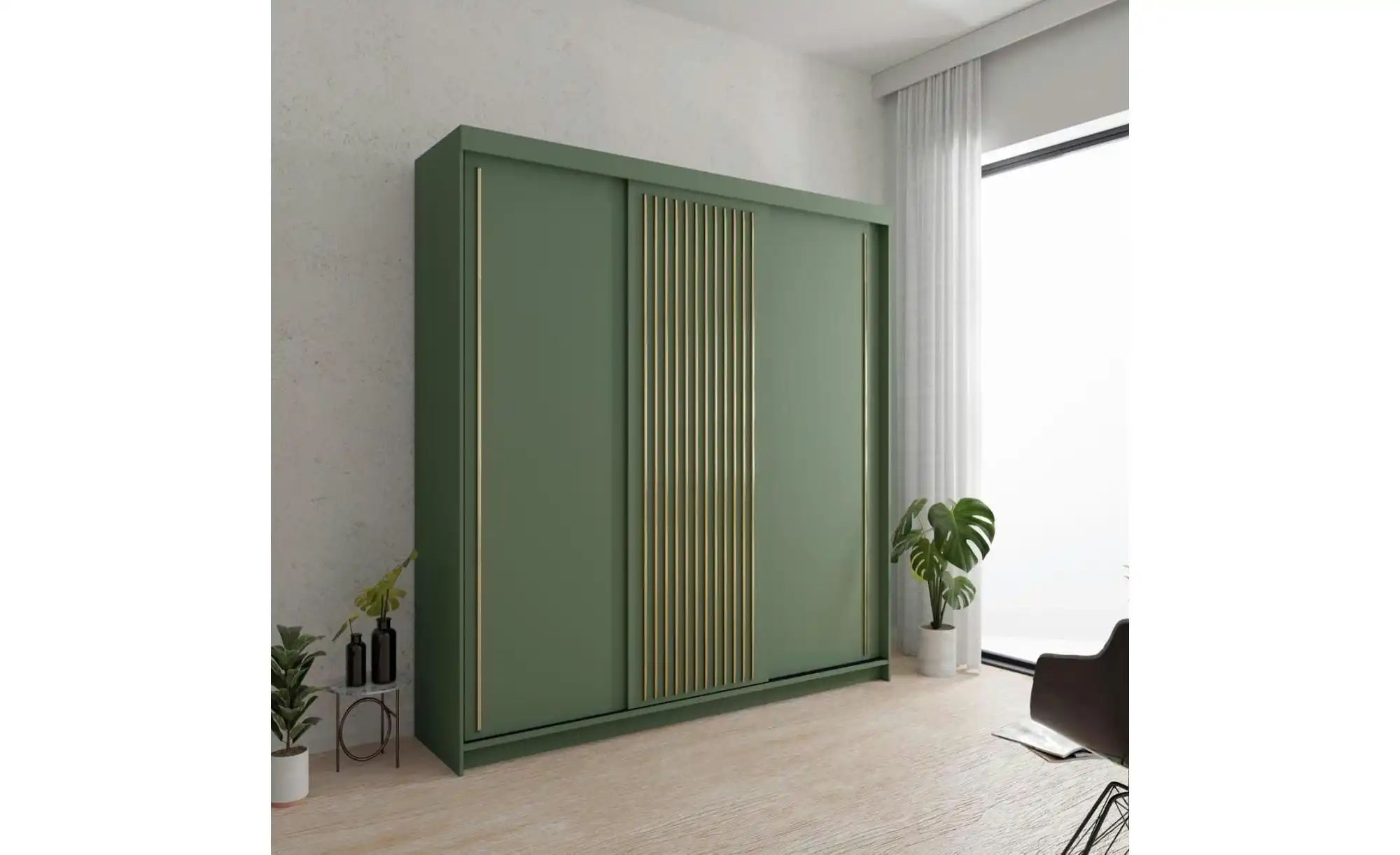 Schwebetürenschrank grün Tiara ¦ grün ¦ Maße (cm): B: 250 H: 216 Schränke > günstig online kaufen