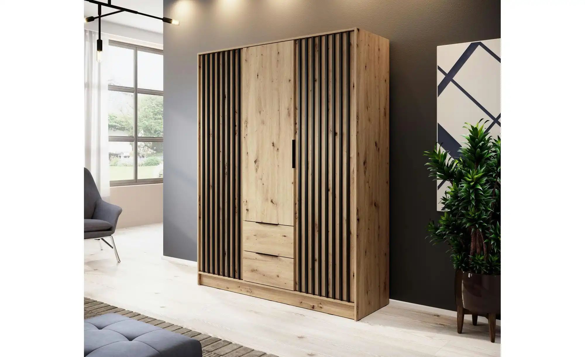 Drehtürenschrank  Nelly ¦ braun ¦ Maße (cm): B: 155 H: 200 Schränke > Kleid günstig online kaufen