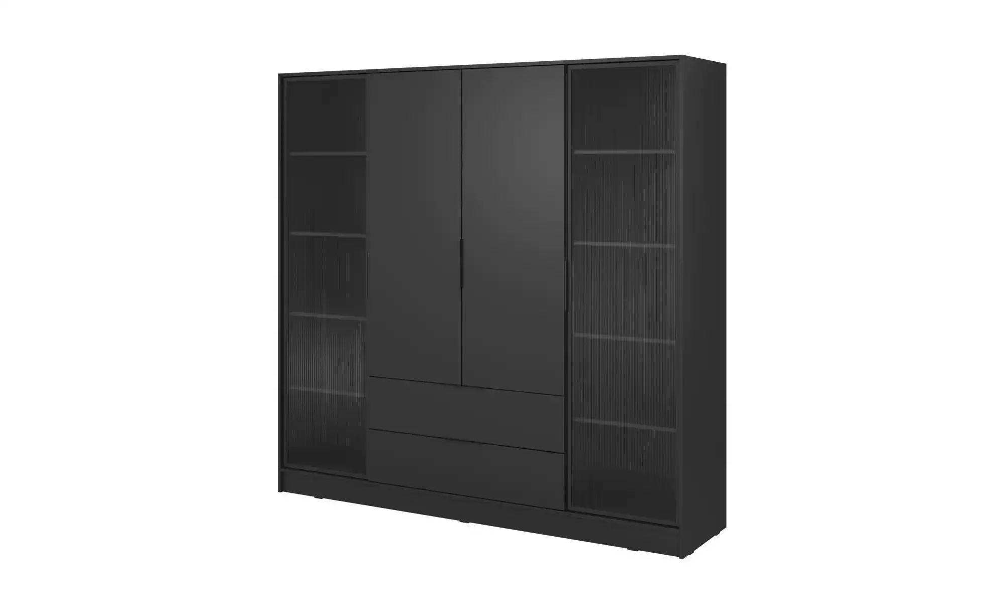Drehtürenschrank mit 2 Schubladen Lyke ¦ schwarz ¦ Maße (cm): B: 206 H: 200 günstig online kaufen