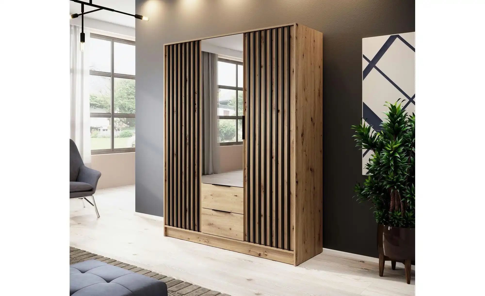 Thumbnail - Drehtürenschrank Nelly ¦ braun ¦ Maße (cm): B: 155 H: 200 Schränke > Kleiderschränke > Drehtürenschränke - Höffner