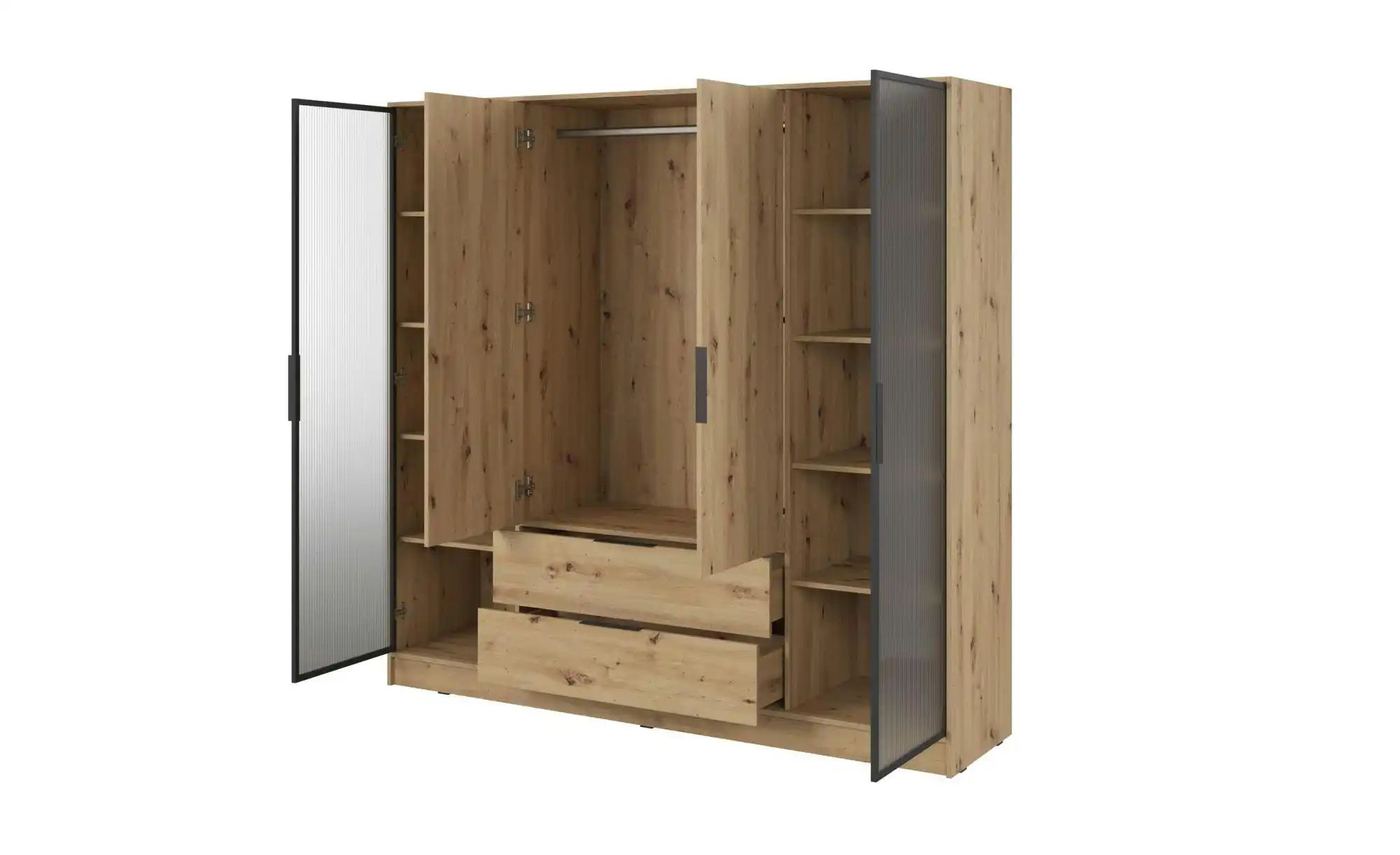 Drehtürenschrank mit 2 Schubladen Lyke ¦ braun ¦ Maße (cm): B: 206 H: 200 S günstig online kaufen