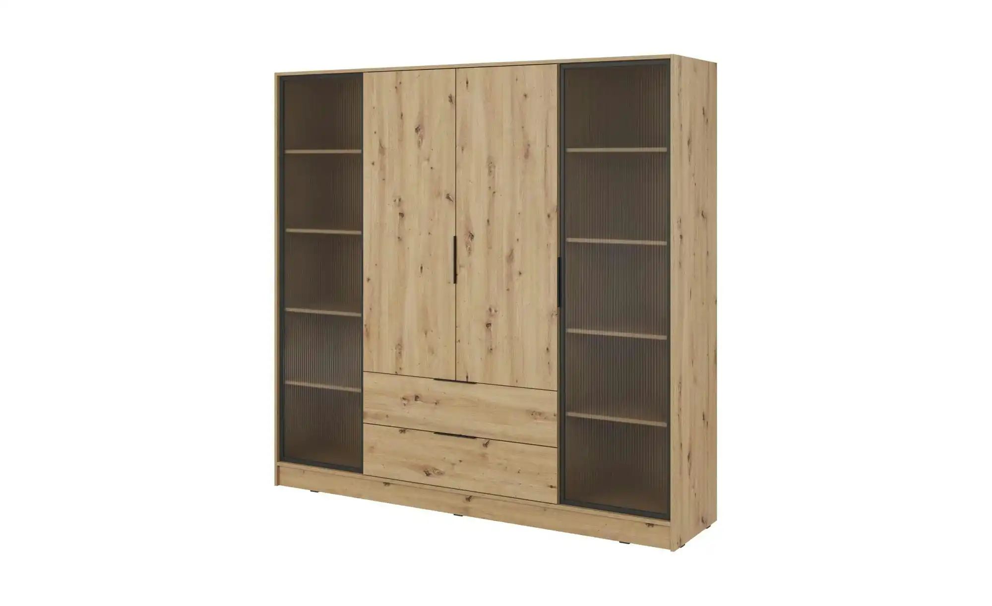 Drehtürenschrank mit 2 Schubladen Lyke ¦ braun ¦ Maße (cm): B: 206 H: 200 S günstig online kaufen