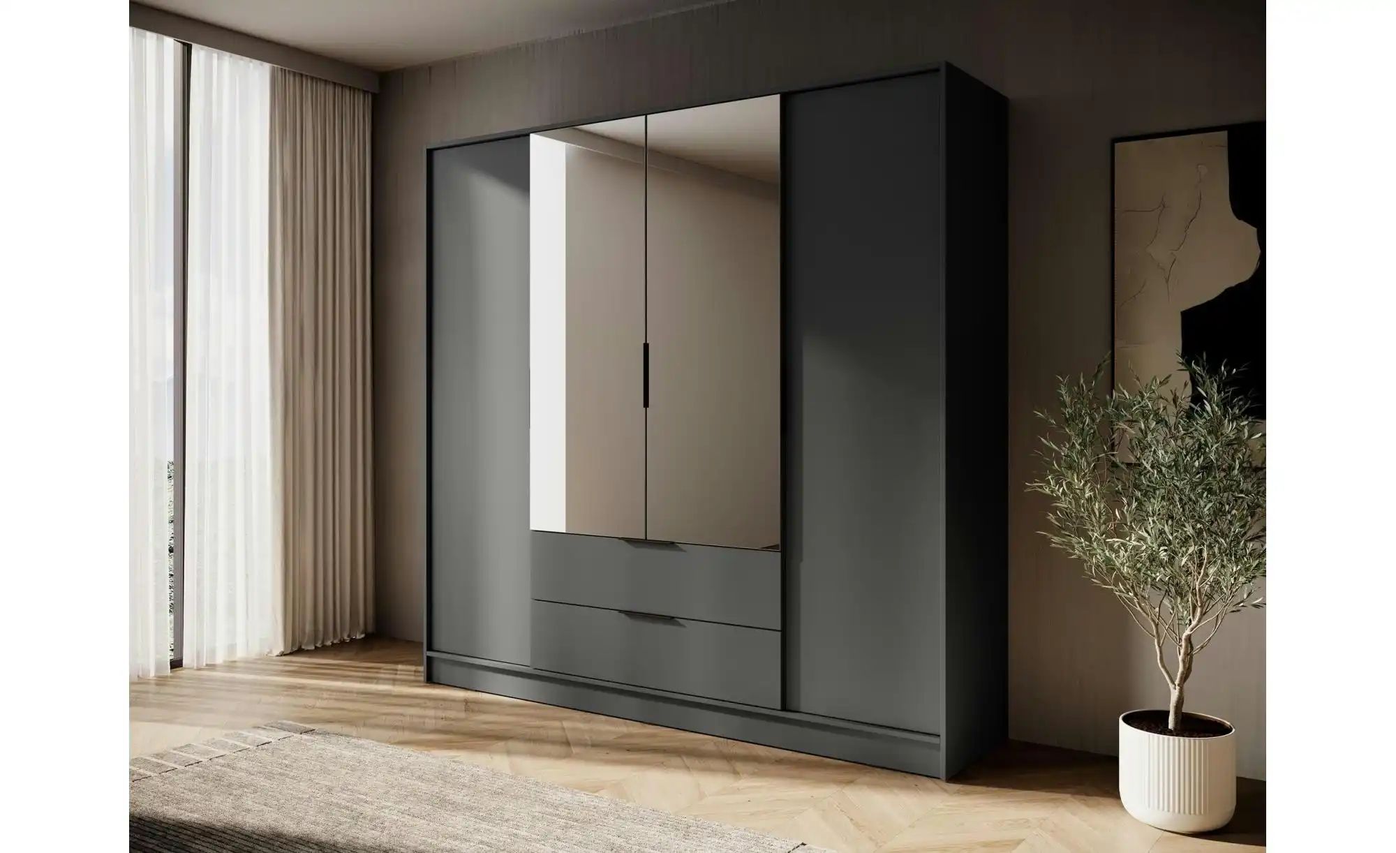 Thumbnail - Drehtürenschrank 206 cm breit Lyke ¦ schwarz ¦ Maße (cm): B: 206 H: 200 Schränke > Kleiderschränke > Drehtürenschränke -...