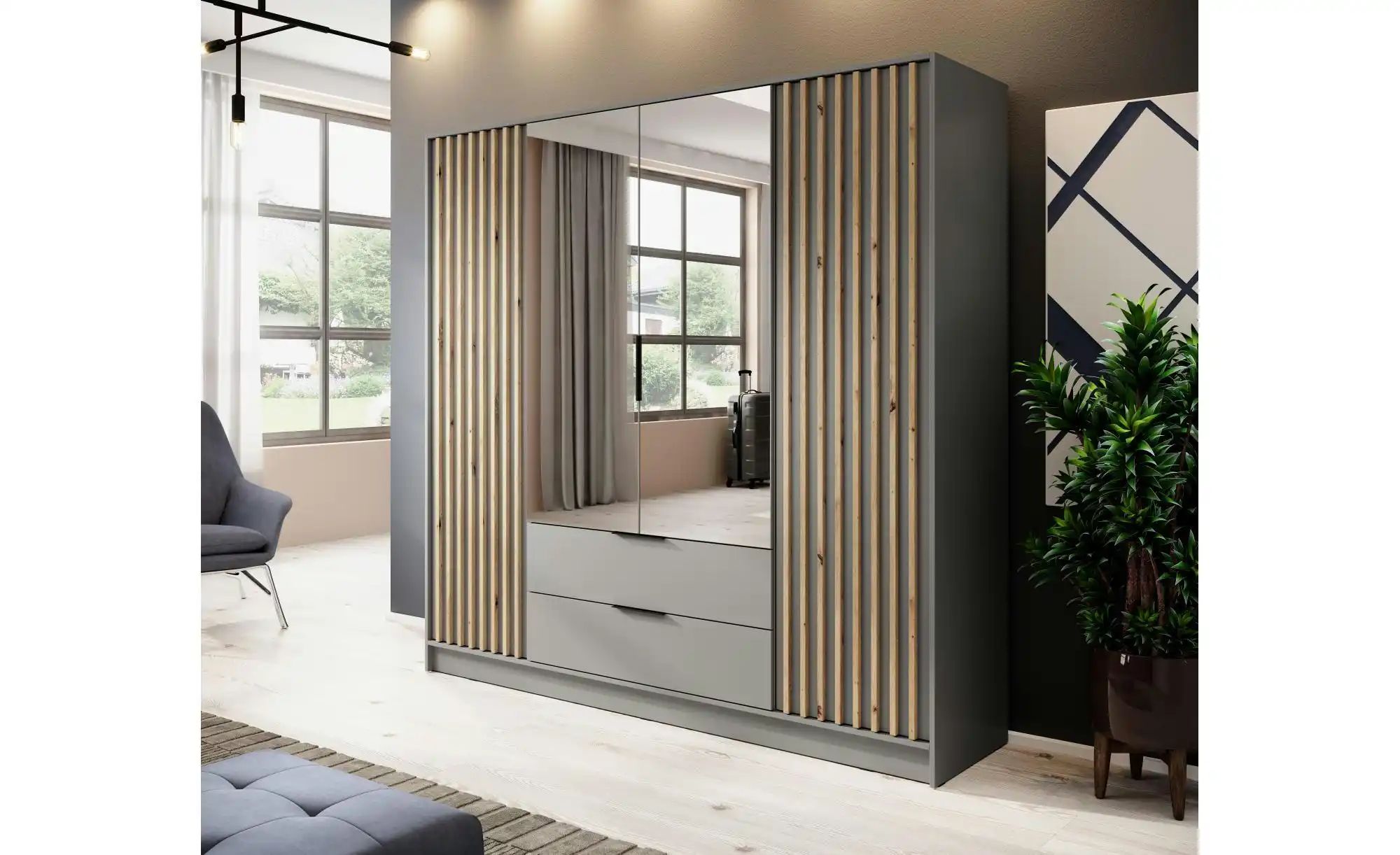 Thumbnail - Drehtürenschrank Nelly ¦ grau ¦ Maße (cm): B: 206 H: 200 Schränke > Kleiderschränke > Drehtürenschränke - Höffner