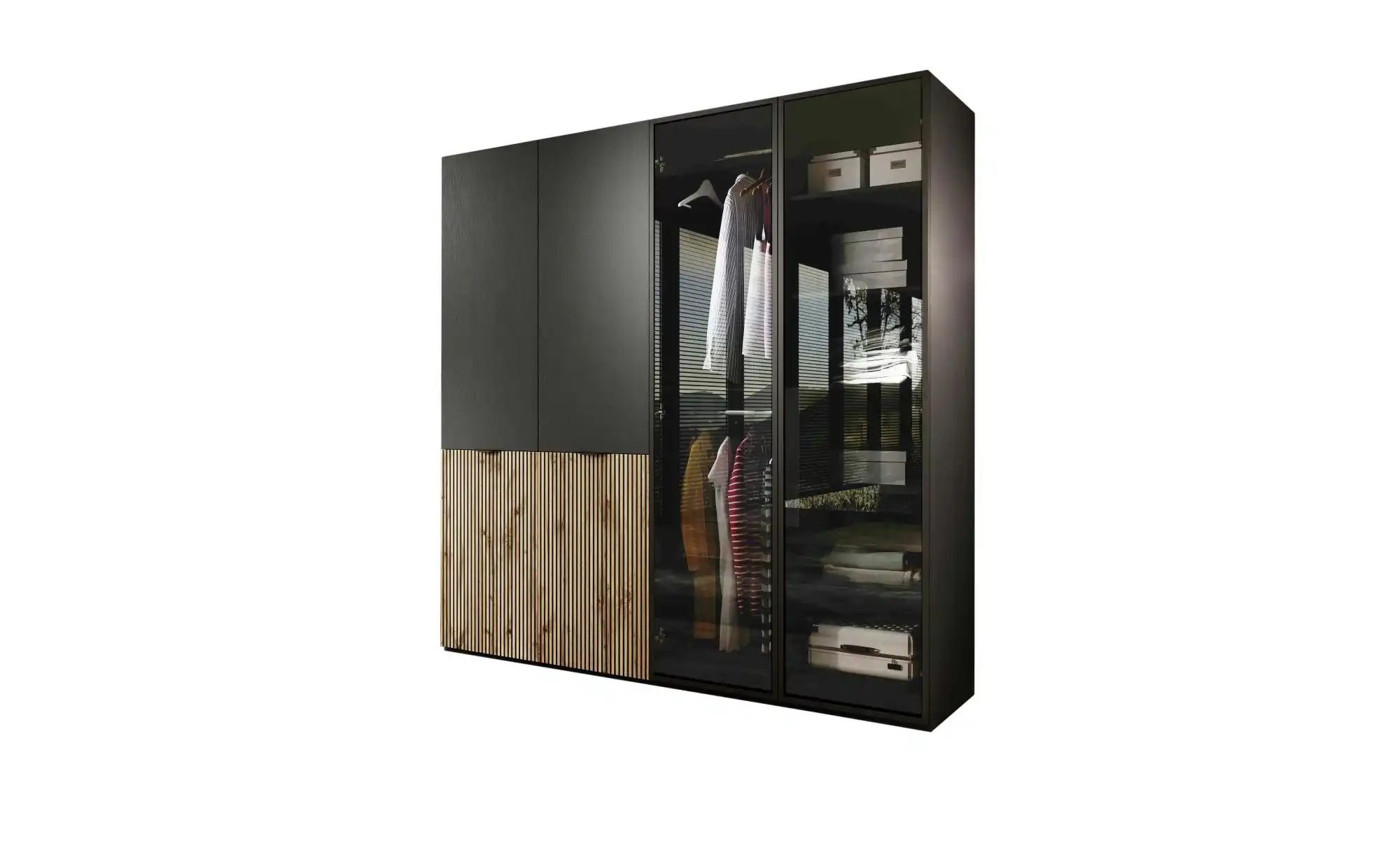 Drehtürenschrank mit Glastüren Sandbox ¦ schwarz ¦ Maße (cm): B: 202 H: 200 günstig online kaufen