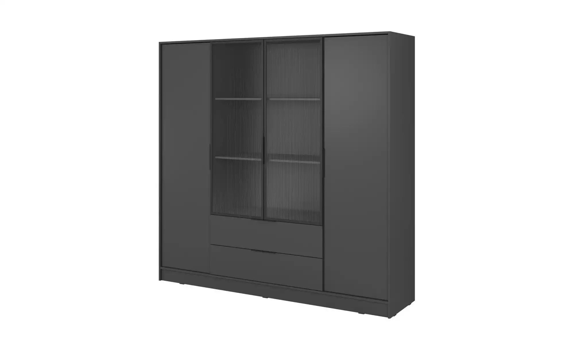Drehtürenschrank mit 2 Schubladen Lyke ¦ schwarz ¦ Maße (cm): B: 206 H: 200 günstig online kaufen