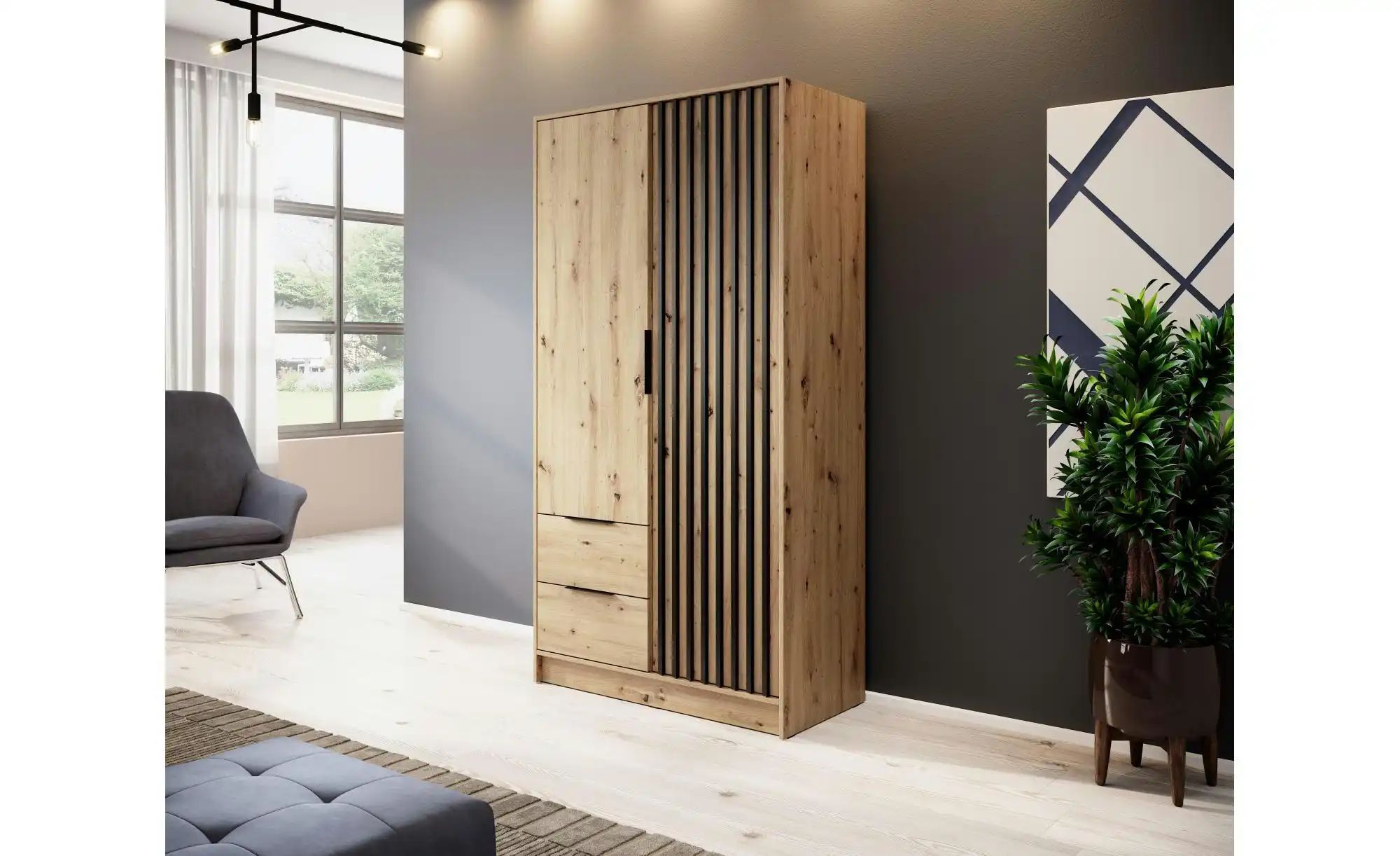 Drehtürenschrank  Nelly ¦ braun ¦ Maße (cm): B: 105 H: 200 Schränke > Kleid günstig online kaufen