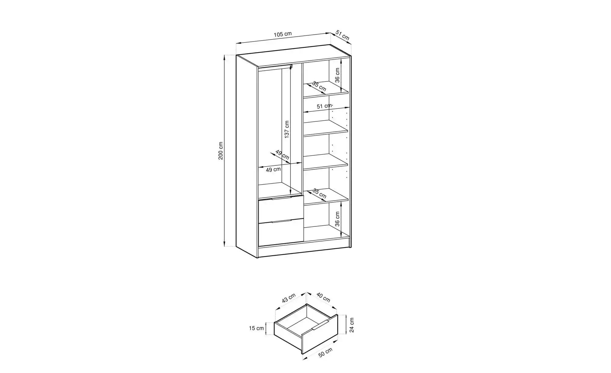 Thumbnail - Drehtürenschrank  Nelly ¦ braun ¦ Maße (cm): B: 105 H: 200 Schränke > Kleiderschränke > Drehtürenschränke - Höffner