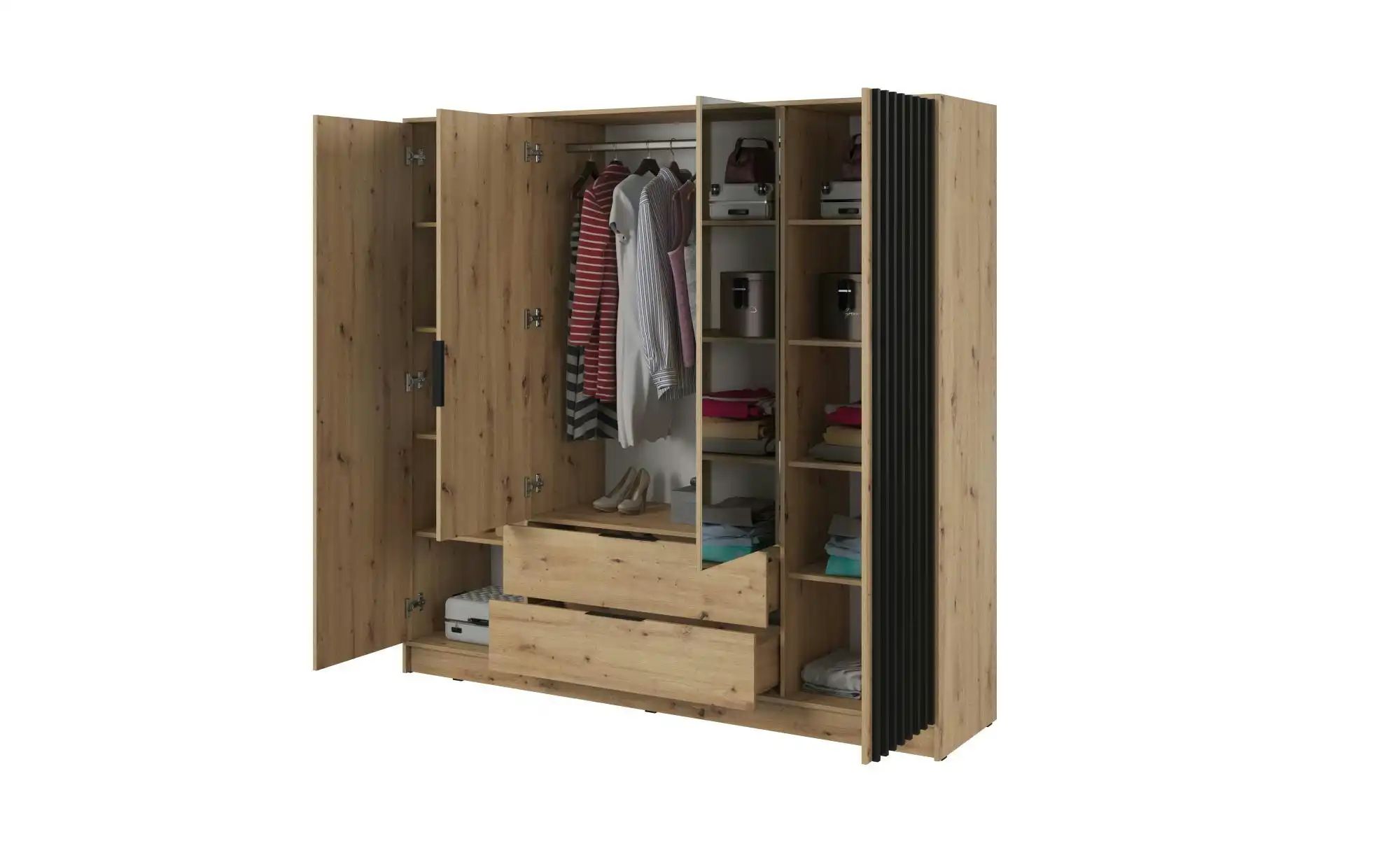 Drehtürenschrank  Nelly ¦ braun ¦ Maße (cm): B: 206 H: 200 Schränke > Kleid günstig online kaufen
