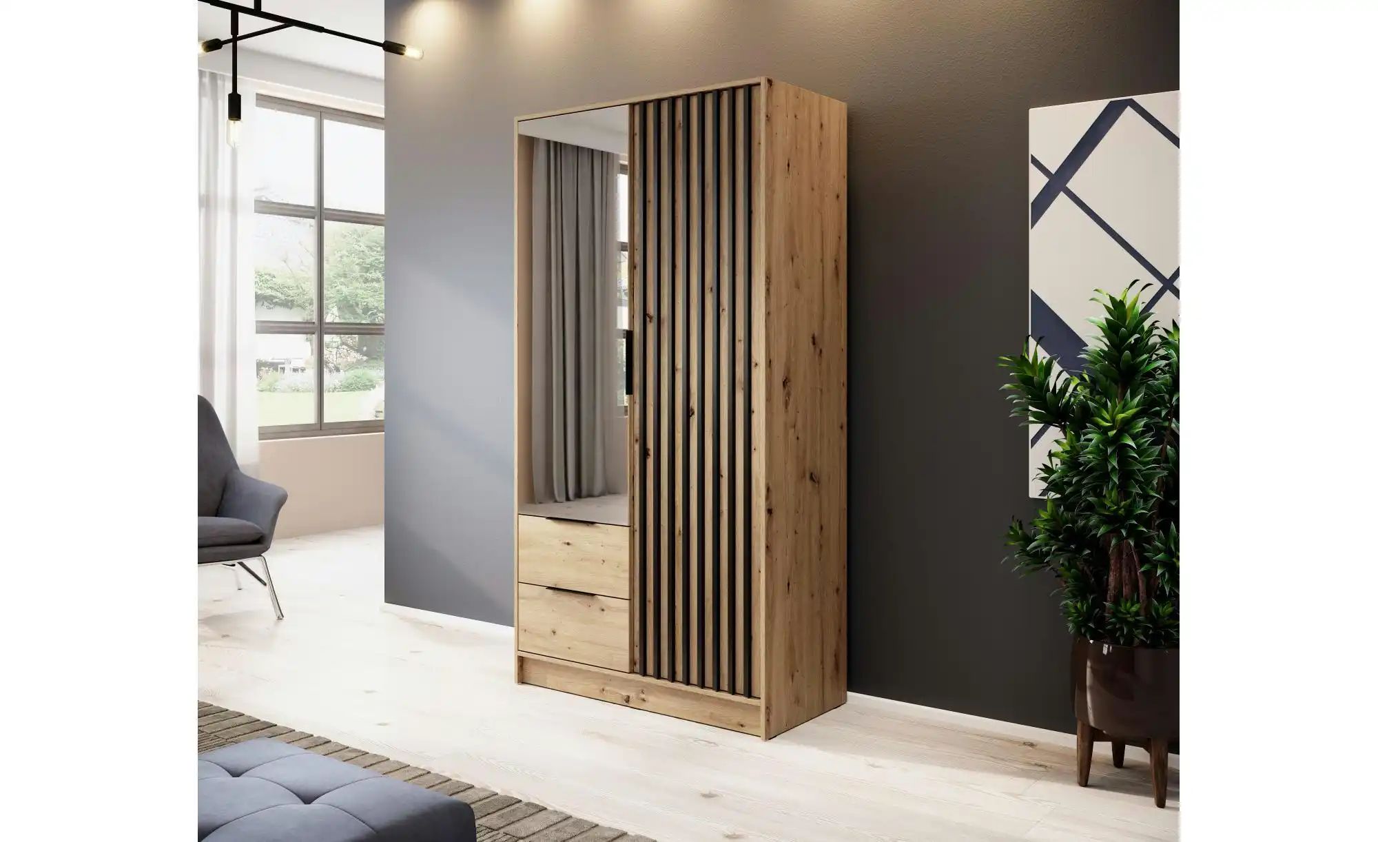 Drehtürenschrank  Nelly ¦ braun ¦ Maße (cm): B: 105 H: 200 Schränke > Kleid günstig online kaufen