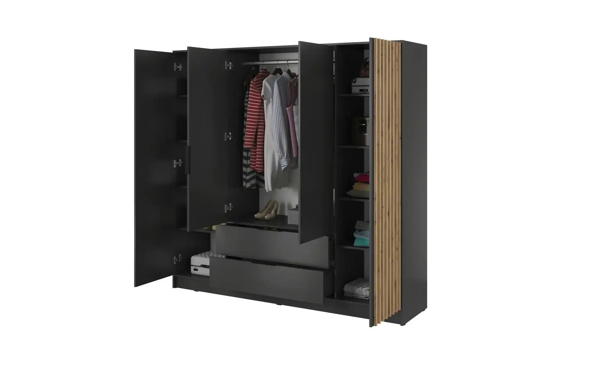 Thumbnail - Drehtürenschrank Nelly ¦ schwarz ¦ Maße (cm): B: 206 H: 200 Schränke > Kleiderschränke > Drehtürenschränke - Höffner
