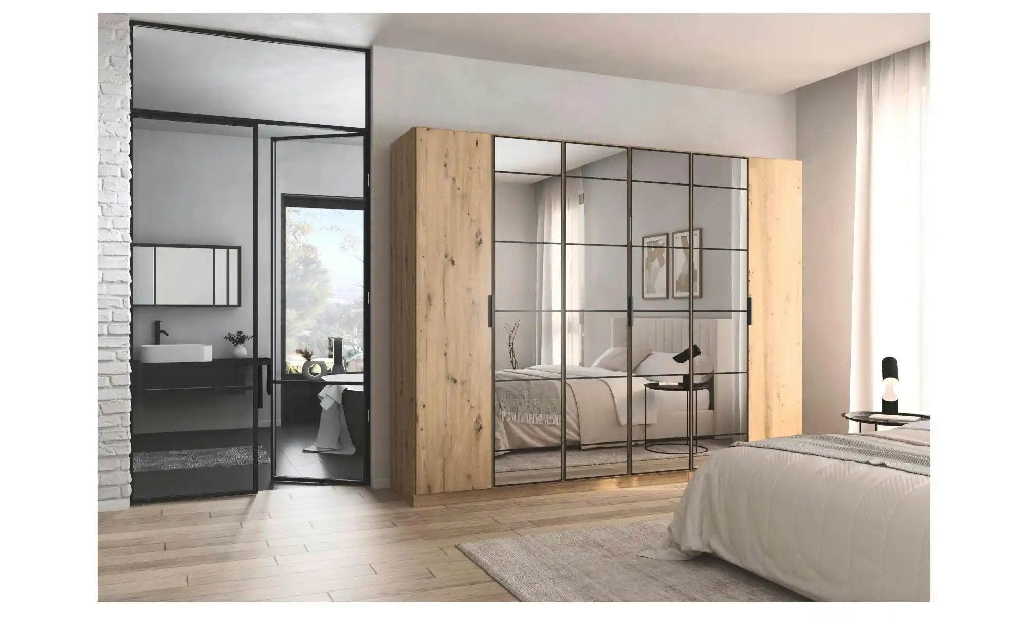 Thumbnail - Kleiderschrank mit Spiegel Acero ¦ verspiegelt ¦ Maße (cm): B: 271 H: 210 Schränke > Kleiderschränke > Drehtürenschränke...