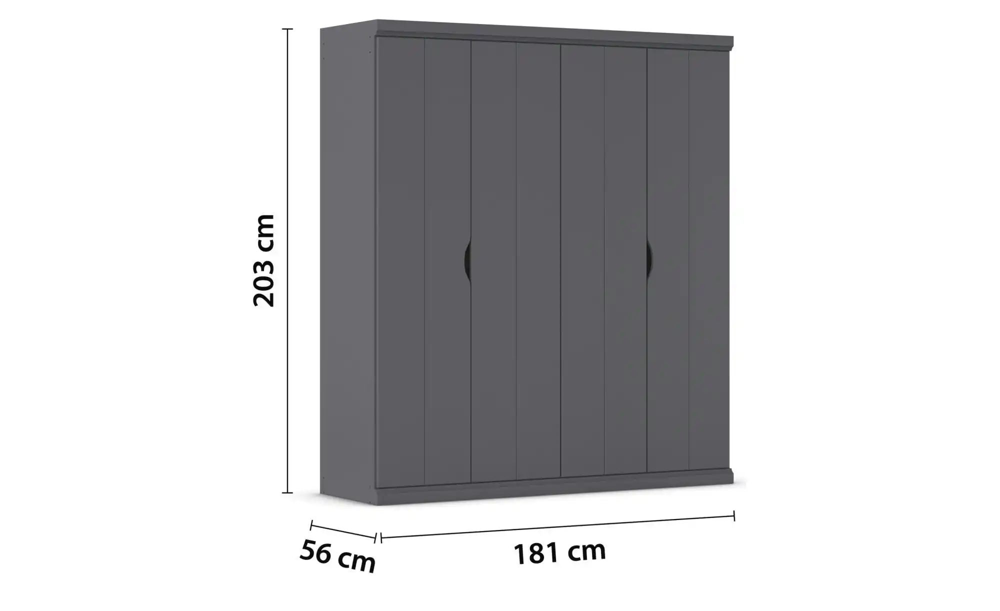 Thumbnail - Kleiderschrank Frieda ¦ grau ¦ Maße (cm): B: 181 H: 203 Schränke > Kleiderschränke > Drehtürenschränke - Höffner