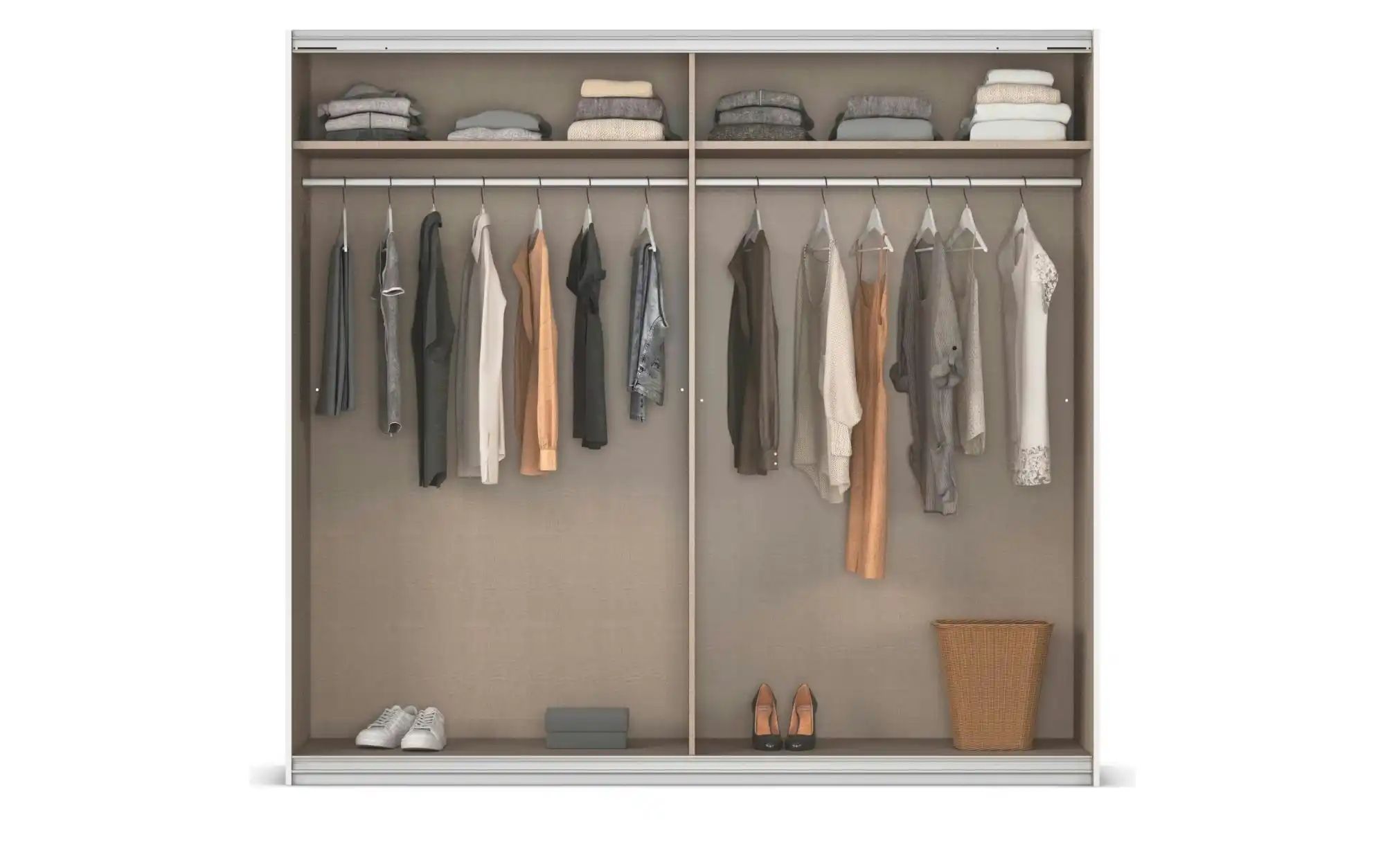 Schwebetürenschrank 2 türig Malva Extra ¦ grau ¦ Maße (cm): B: 226 H: 210 S günstig online kaufen