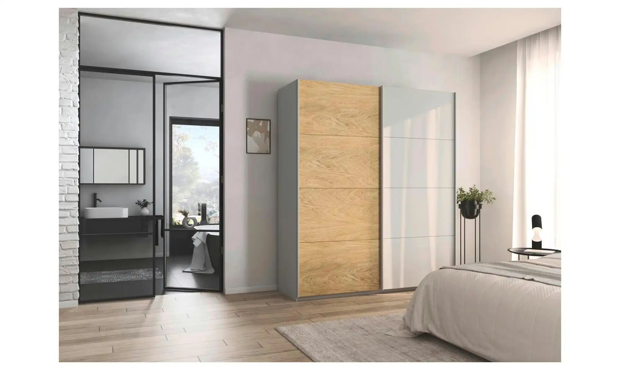 Schwebetürenschrank 2 türig Malva Extra ¦ grau ¦ Maße (cm): B: 181 H: 210 S günstig online kaufen