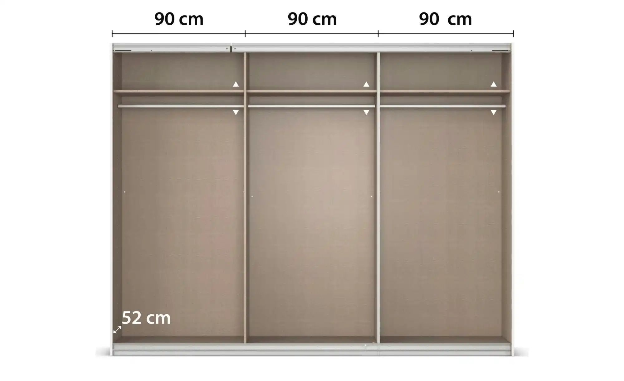 Thumbnail - Schwebetürenschrank mit Spiegel Malva Extra ¦ grau ¦ Maße (cm): B: 271 H: 210 Schränke > Kleiderschränke > Schwebetürens...